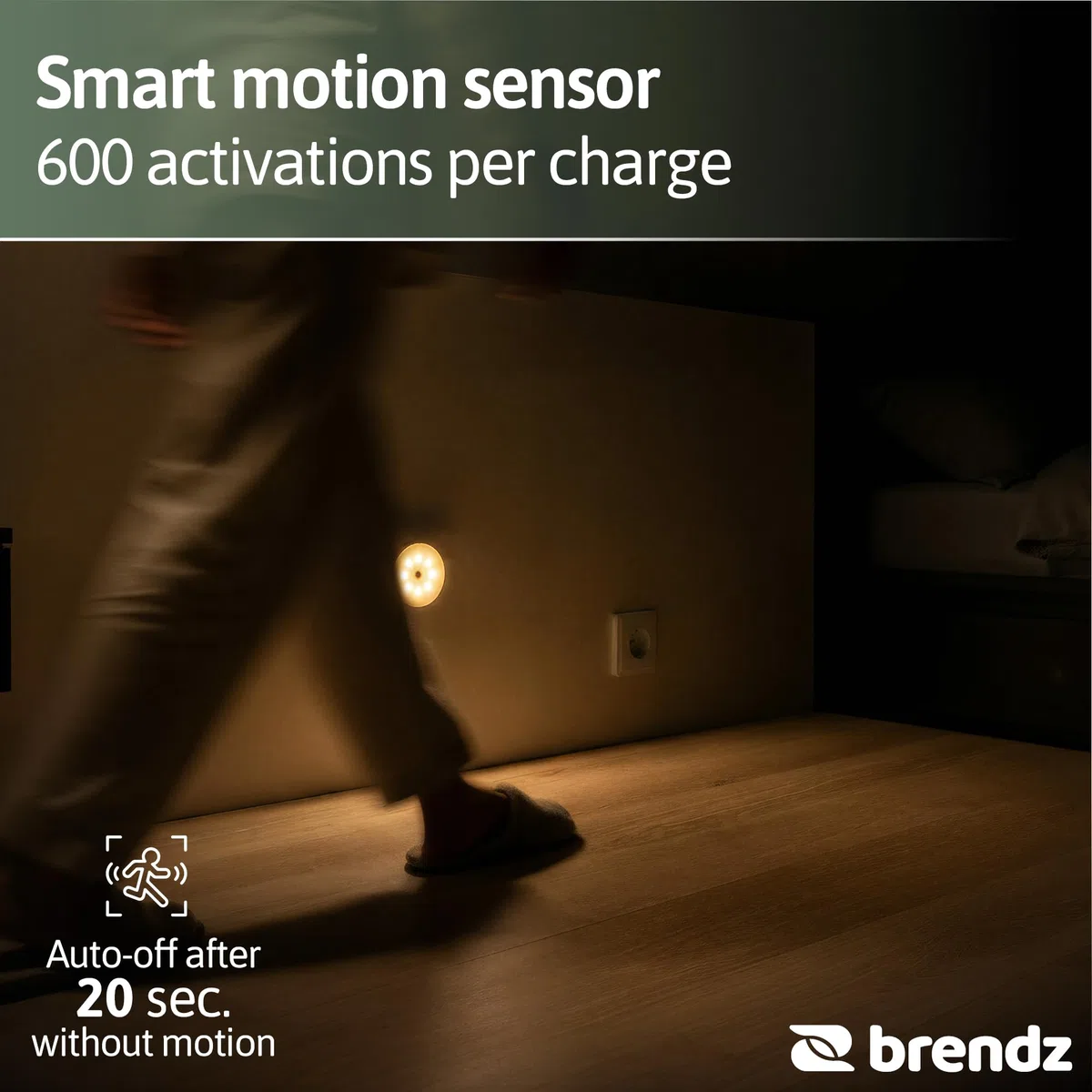 Brendz Luce Armadio LED con Sensore Rotonda, Luce Armadio, Ricaricabile USB-C, Magnetica, 4 pezzi, Bianco Caldo 3000K, Luci LED per Armadio Senza Fili, nero