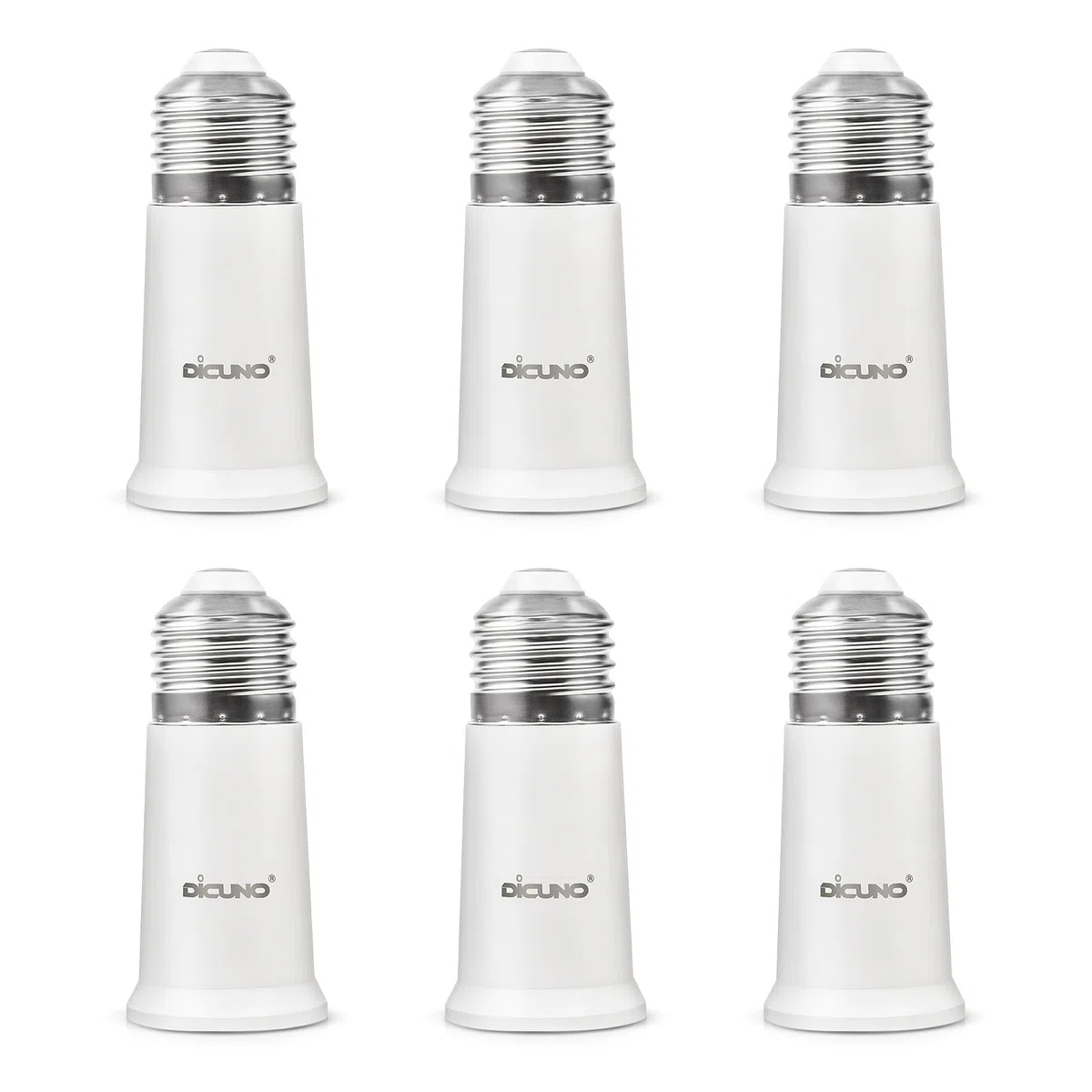 DiCUNO E27 Portalampada 5 CM extension, E27 Prolunga per presa lampada standard, Estensione della lampadina, Adattatore per portalampada, Pacchetto di 6
