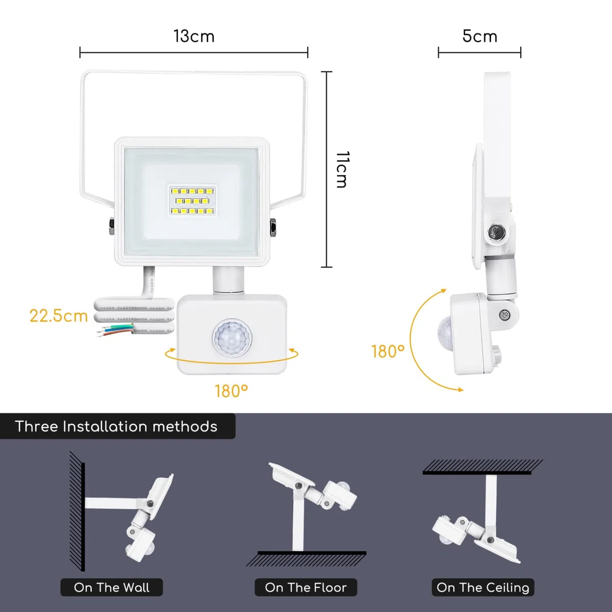 Aigostar Faretto con Sensore di Movimento,10W 900lumen Faro LED Esterno,Bianco Naturale 4000k,IP65 Impermeabile Faretti LED per Giardino, Cortile,Patio,Garage...
