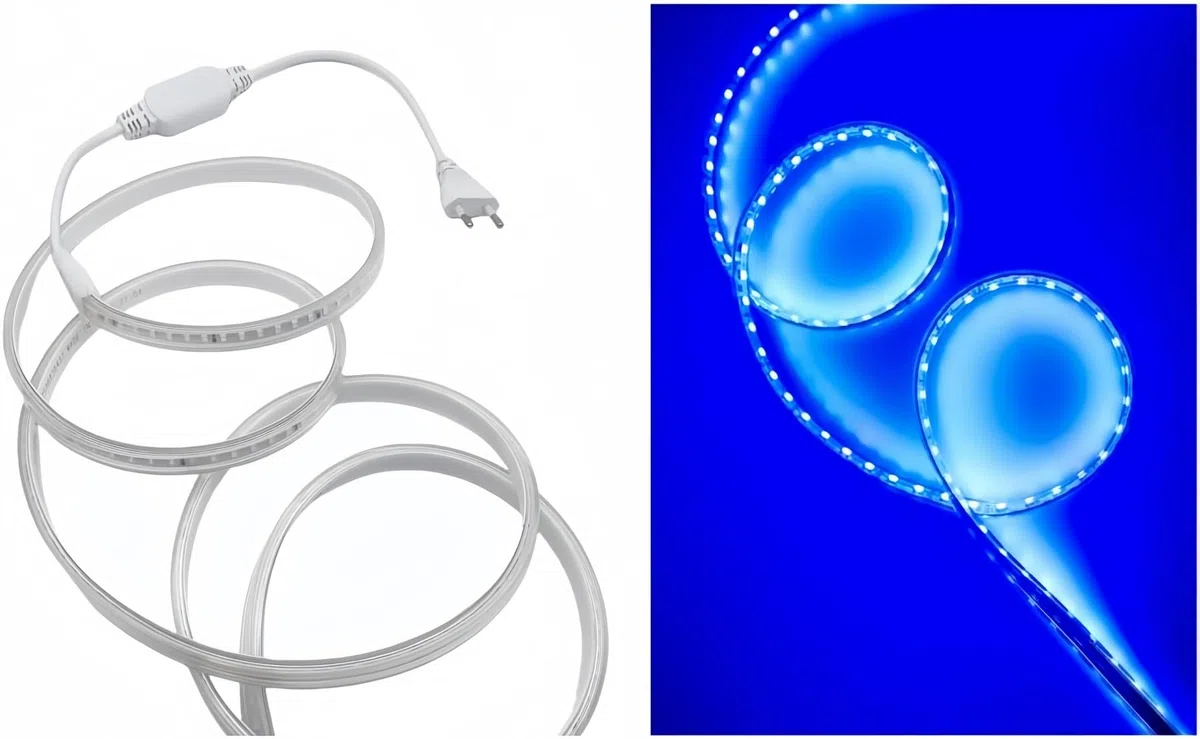 Strisce LED SMD5050 60 LED/M 220 V IP65 impermeabile con spina onssi LED 3M blu