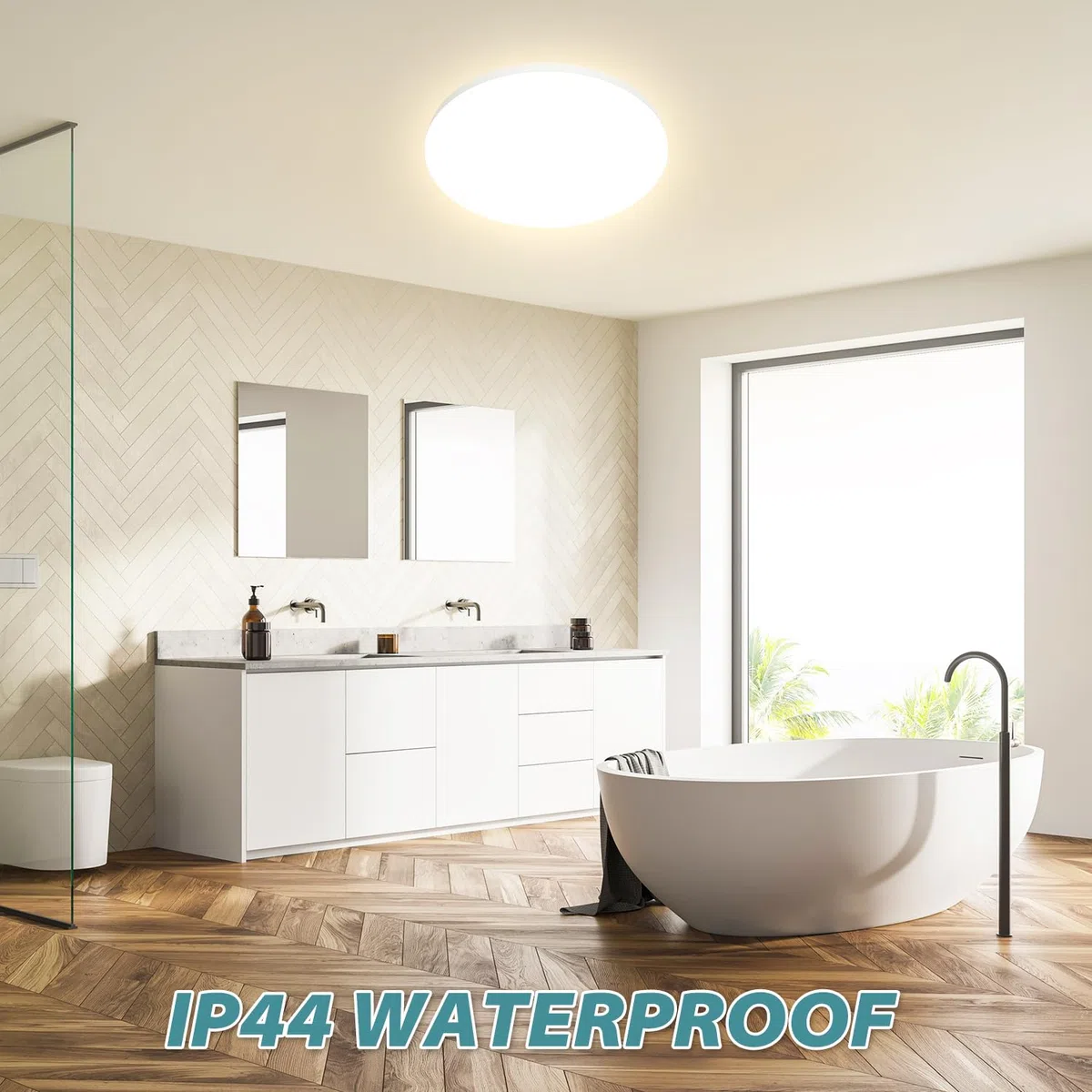 Plafoniera LED Soffitto 24W Lampada da Soffitto 4000K 2000LM Plafoniera Bagno IP44 Impermeabile Ø28CM Rotonda Lampadario LED Moderna Luce Soffitto per Cameretta, Soggiorno, Cucina, Balcone, Corridoio