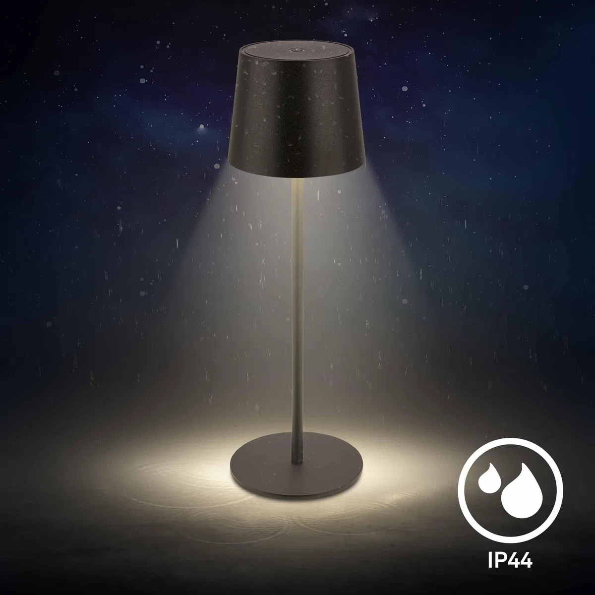 BRILONER - Lampada da tavolo LED senza fili IP44 con touch, dimmerabile, batteria e sorgente luminosa sostituibili, da comodino, campeggio, per esterni, 11 x 33 cm, nero