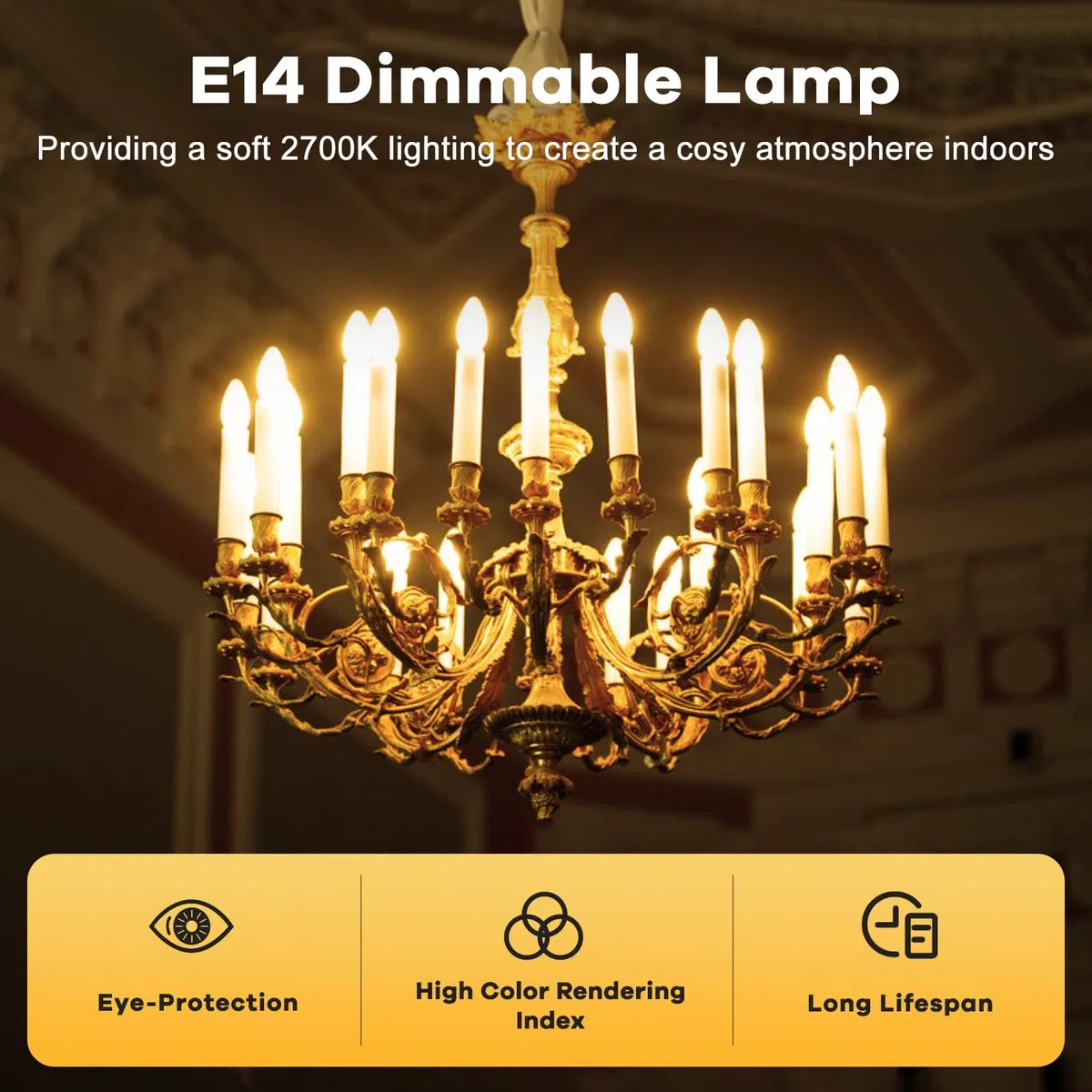 Morotty Lampadina a Candela E14 230V, Lampadine Candela Luce Calda 2700K, Lampadina Candela Dimmerabile, Lampadina C35 E14 per Lampadario, Lampada a Muro, Luce di Cristallo, 10 Pezzi