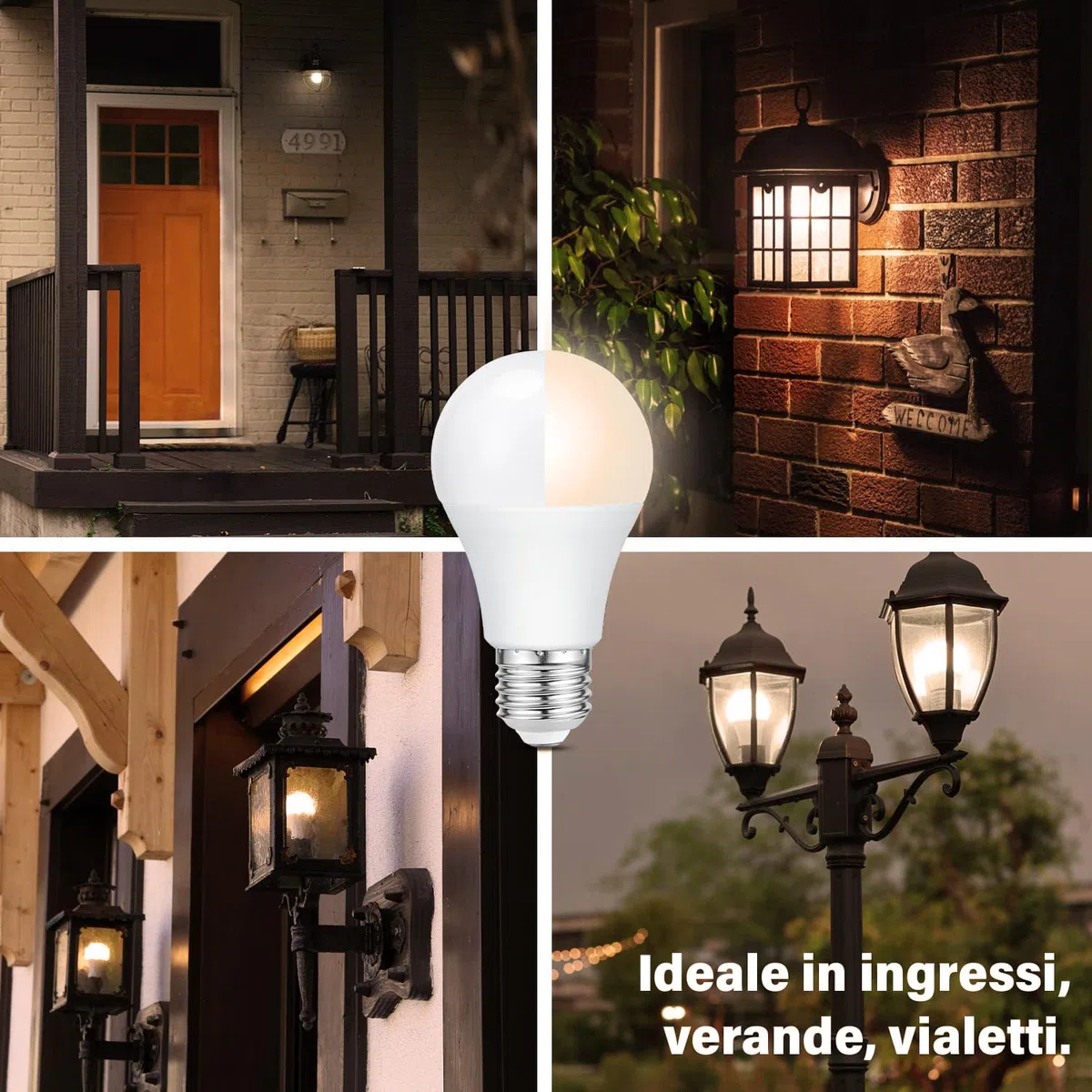 Bratek 2 Lampadine Crepuscolari a Doppio Sensore da Esterno E27 LED A60 9W 3000k - Lampade Crepuscolare da Esterno Luce Calda - 800 Lumen Equivalenti Lampadine 60W a Incandescenza o 45W Alogene