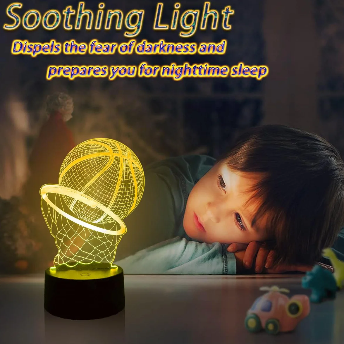 3D Lampada Pallacanestro, Luce Notturna pallacanestro per Bambini, Lampada da basket 3D, Luce Notturna Vision Dimmerabile con Telecomando a 16 Colori, Regalo a Sorpresa per i Bambini