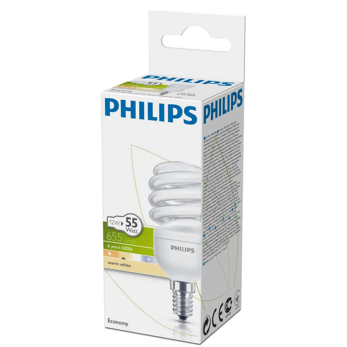 Philips Economy 12 W (60 W) E14 cap Spiral energy saving bulb