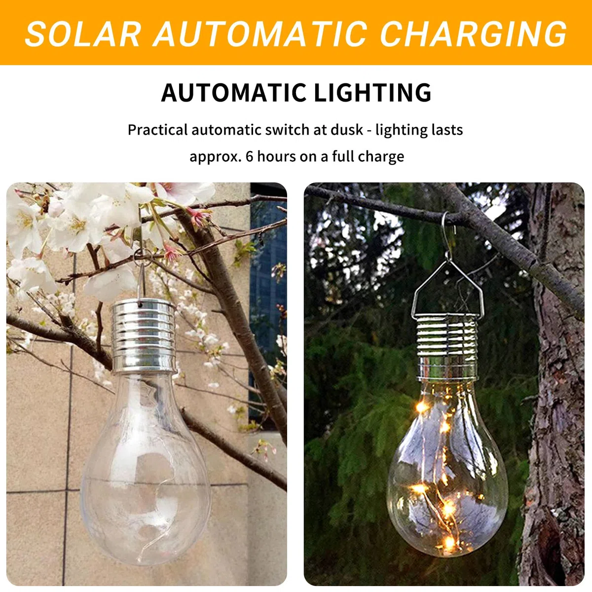 Lampadine Solari Sospese da Esterno Led,4 Pezzi Lampadine a Energia Solare,Lampadina Solare Luci Esterne,Lampade Sospese,Lampade da Giardino,per Feste,Terrazzo,Balcone,Matrimonio