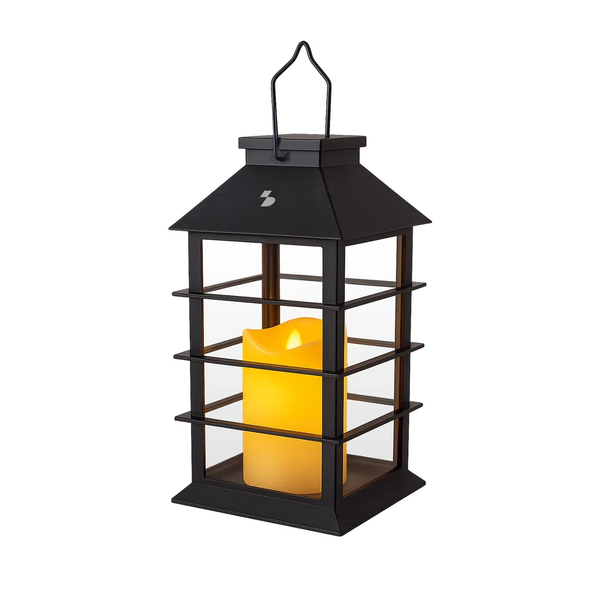 BEPER P207ILO303 Lanterna Solare con Candela LED Effetto Fiamma, Lampada Solare da Esterno con Gancio, Accensione Automatica, Luce Calda Tremolante, IP44 per Giardino e Balcone