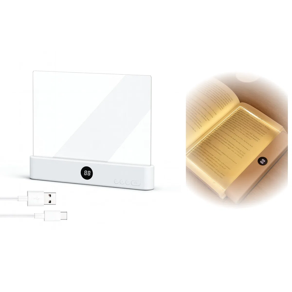 Luce da lettura sottile a LED per letto, illuminazione per pagine di libri piatti con luce morbida, lampada da lettura notturna portatile per studio, viaggi, uso familiare, design leggero per libri