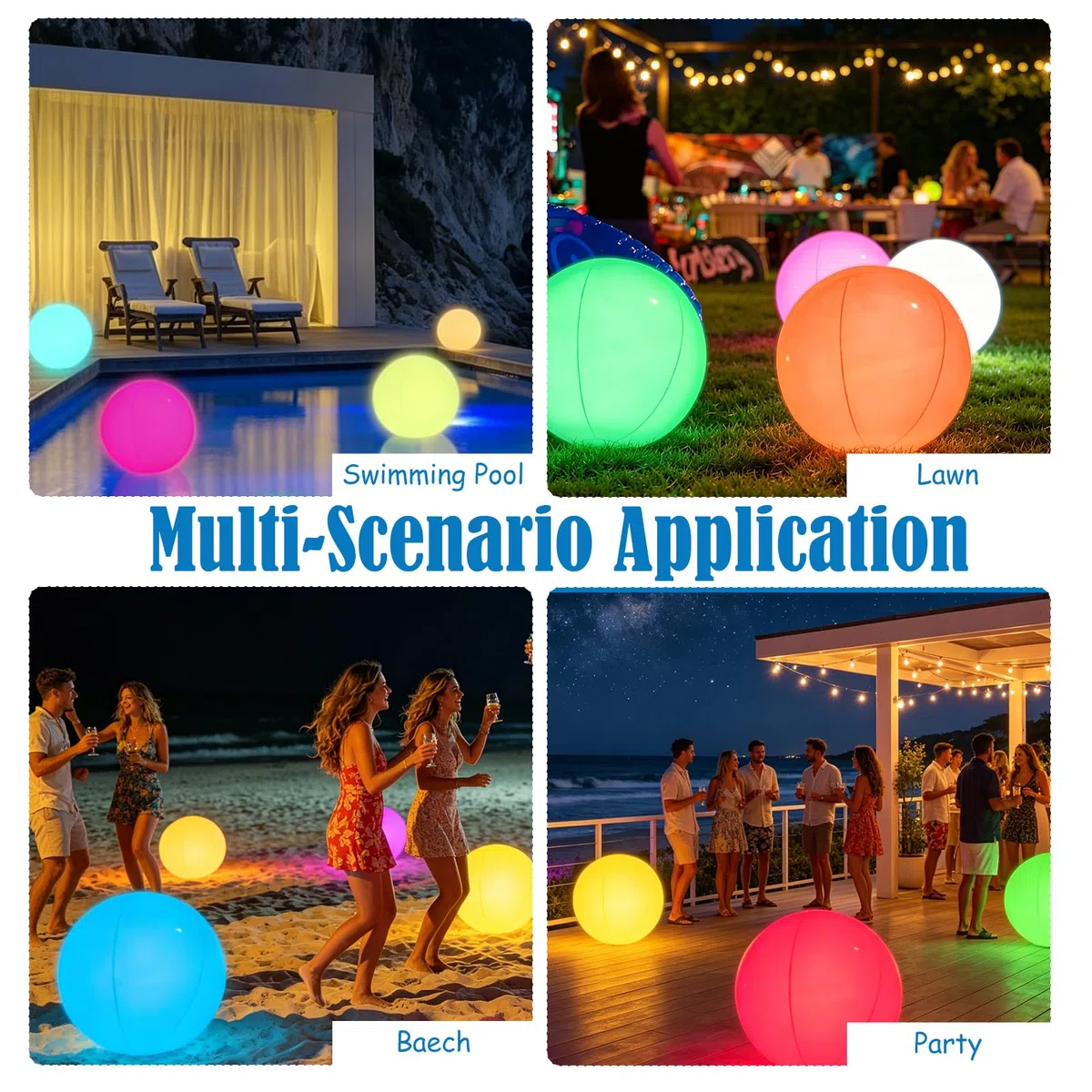 Lampade Piscina, Lampada a Sfera a Led con Telecomando - Palle Luminose per Piscina a 16 Colori, Luci per Piscina Subacquea per Piscina, Spiaggia e Giardino (Palla 2-40cm)