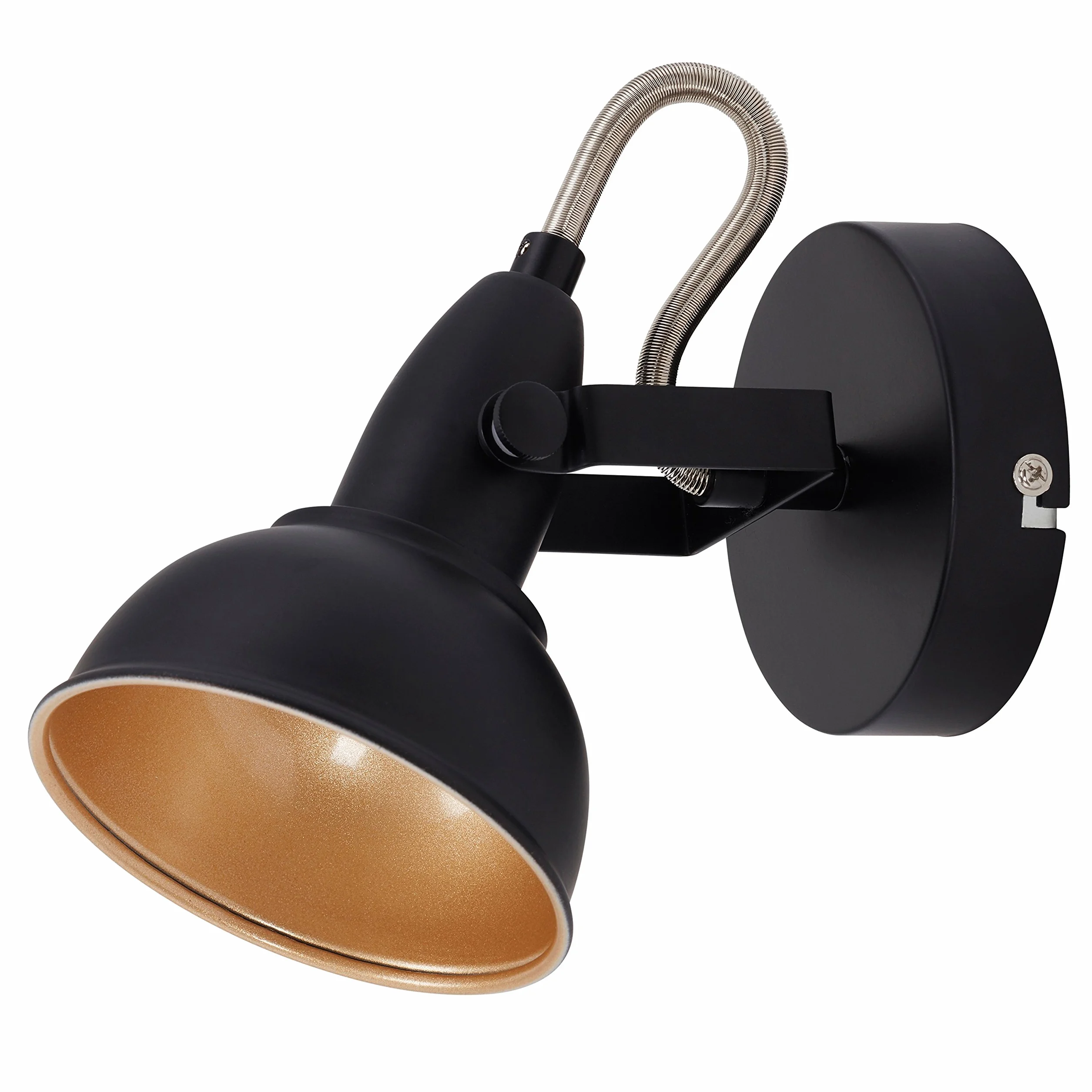 BRILONER - Faretto orientabile Retro Vintage, Lampada da Parete, applique, Attacco E14 Max. 40W Non Inclusa, Paralume Ø10.5cm, Luce da Muro, metallo satinato, Nero/Oro, 100x155mm (DxA)