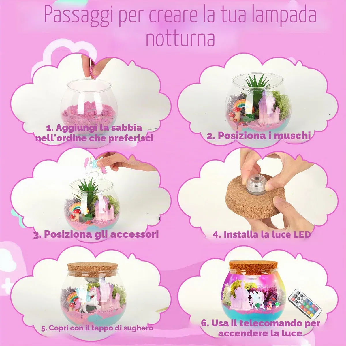 Withosent Unicorno Luce Notturna Bambini, DIY Kit Lavoretti Creativi per Bambini, Lampada Unicorno Con Telecomando, Unicorni Bambina Regalo Lavoretti per Ragazze Ragazzi di 3 4 5 6 7 8 anni