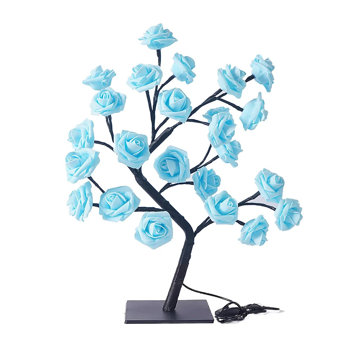 BEIJIALY Lampada Rosa, Lampada Albero Fiore Rosa, Lampada da Tavolo LED Rosa, Luce Notturna LED Rosa Alimentata a Batteria USB, Luce Notturna LED Albero Bonsai Artificiale per Decorazioni(Blu)