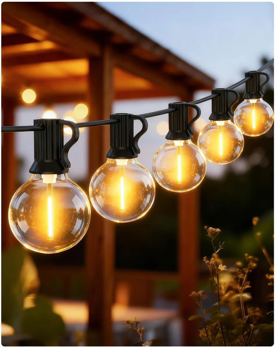 Catena Luminosa Esterno Luci-Giardino 9M - 30Ft G40 Luci da Esterno Gazebo LED Lampadine Terrazzo Filo Lucine Impermeabile lampade Giardino Interno Fila Luminosa per Balcone Bianco Caldo