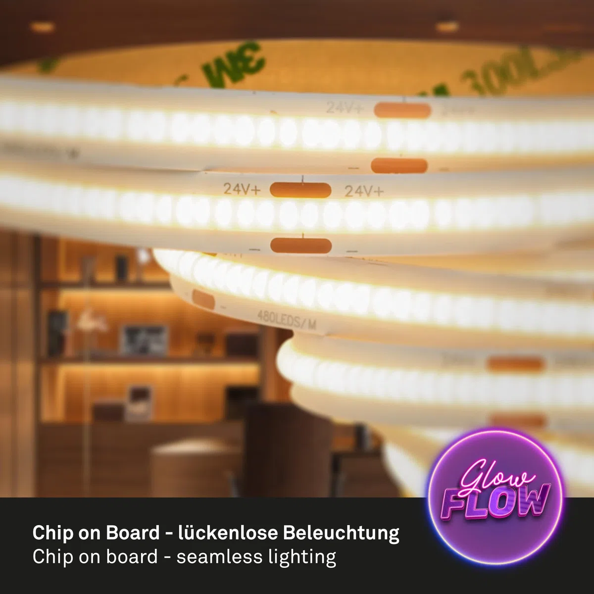 BRILONER - Striscia LED COB 3 m bianco caldo, autoadesiva, accorciabile, alta densità, striscia LED, striscia LED, decorazione di ambienti, bianco
