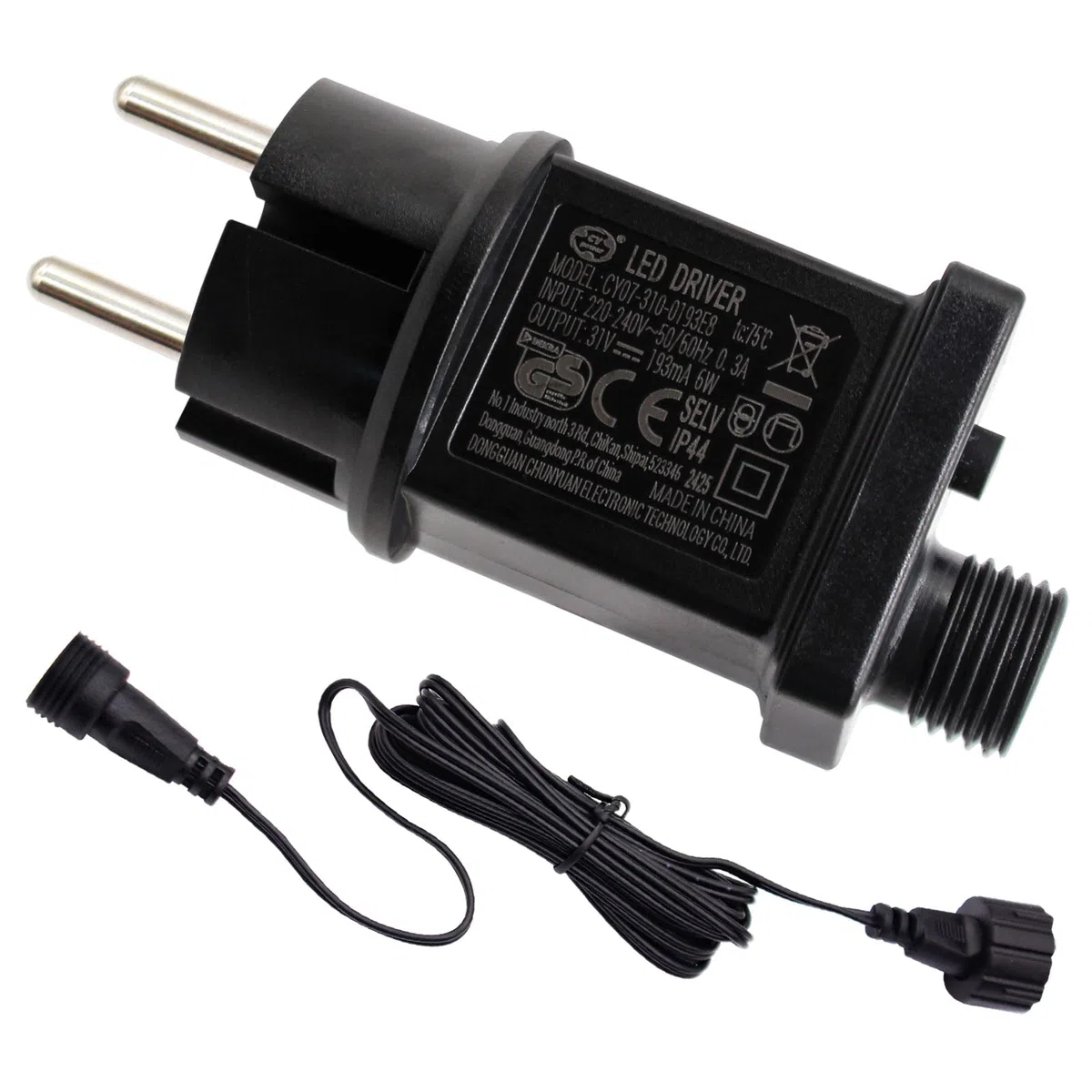 31V 6W LED Power Supply, con Cavo di Estensione IP44 LED Transformer Driver per Adattatore a Bassa Tensione per Luci di Natale, Luci Fatate