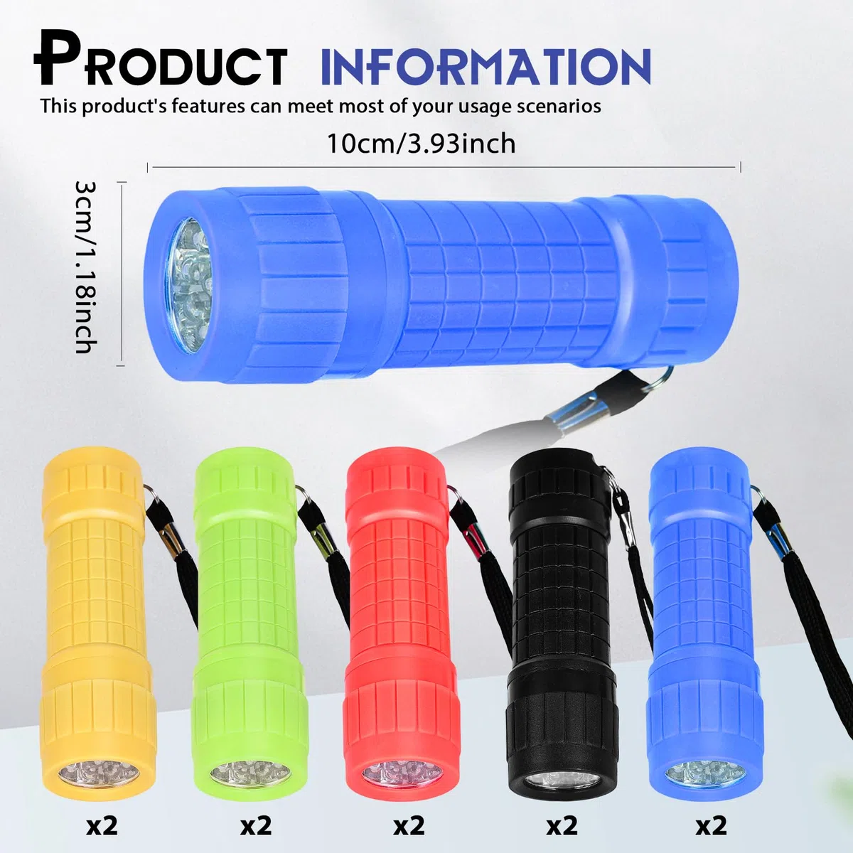 Sporgo 10 pezzi torcia per bambini: mini torcia a LED per bambini con 9 LED, torcia a mano con cordino per campeggio, attività all'aperto, escursioni, emergenze