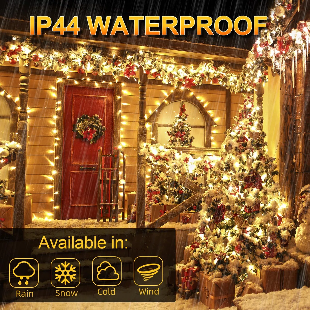 Uping Luci Natale Esterno Luci Albero di Natale Interno 300 LED 30M Catena Luminosa Bianco Caldo Lucine Decorazioni Natalizie Casa Giardino