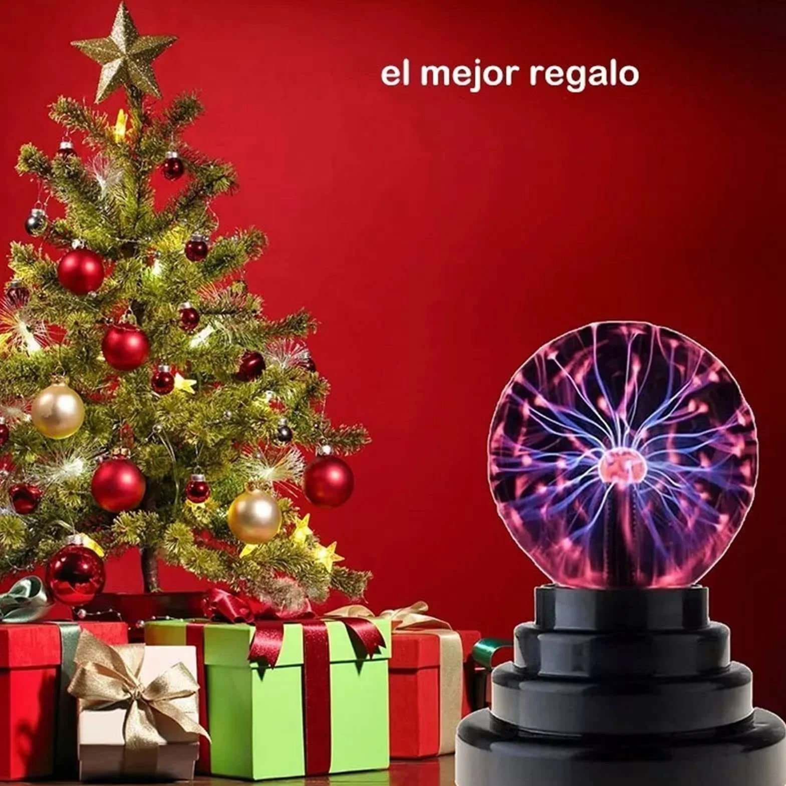 mumisuto Sfera al Plasma, 3 Pollici Lampada a Sfera al Plasma Magica, Magia Luce Rossa Touch Sensitive Novità Luce a Sfera per Feste Decorazioni, Regalo per Feste per Bambini, Casa, Natale