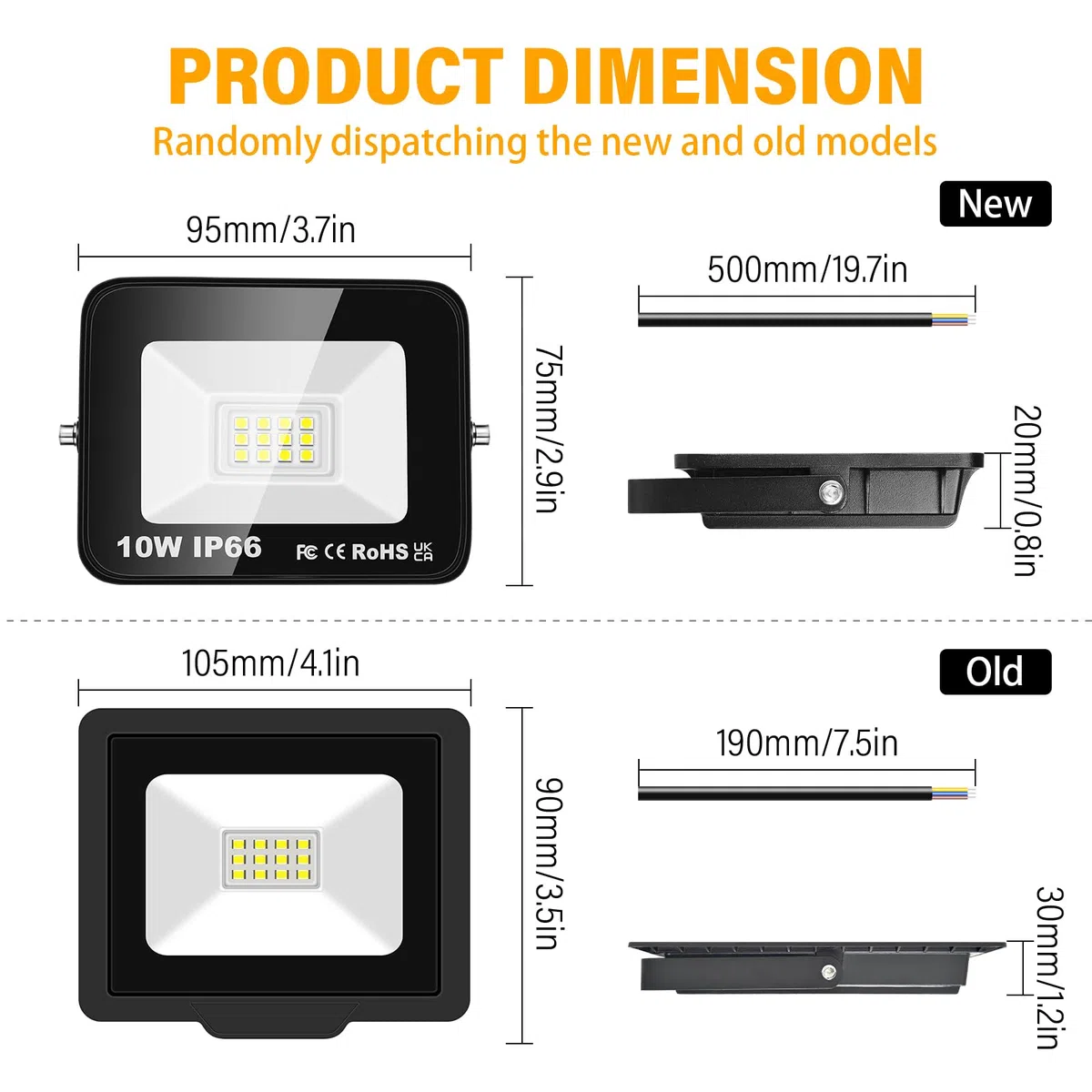 RIGIDON 2x 10W Luci da Esterno, 1000 Lumens Faretto Led, Fari di Sicurezza, Proiettore Led Esterno, Faretti LED Lampada Luce Bianca Freddo 6000K, IP66 Per Giardino Cortile Garage Piazza Officina
