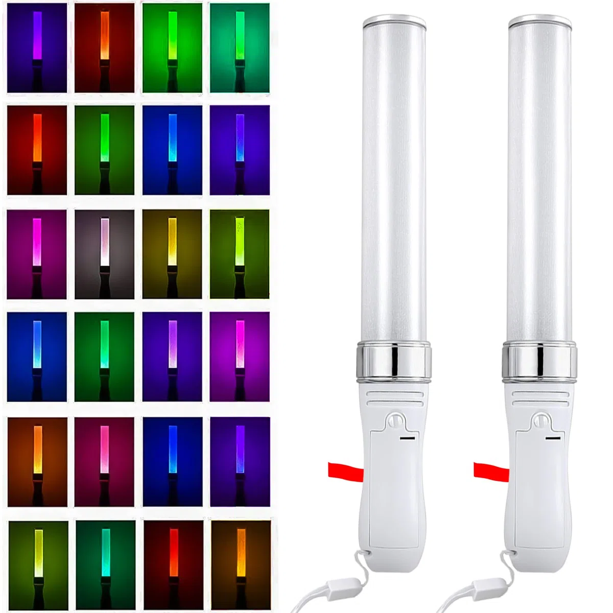 Set di 2 barre luminose a LED, 24 colori, 3 W, luce a LED colorata da 25 cm, per matrimoni, feste, concerti, pensierini