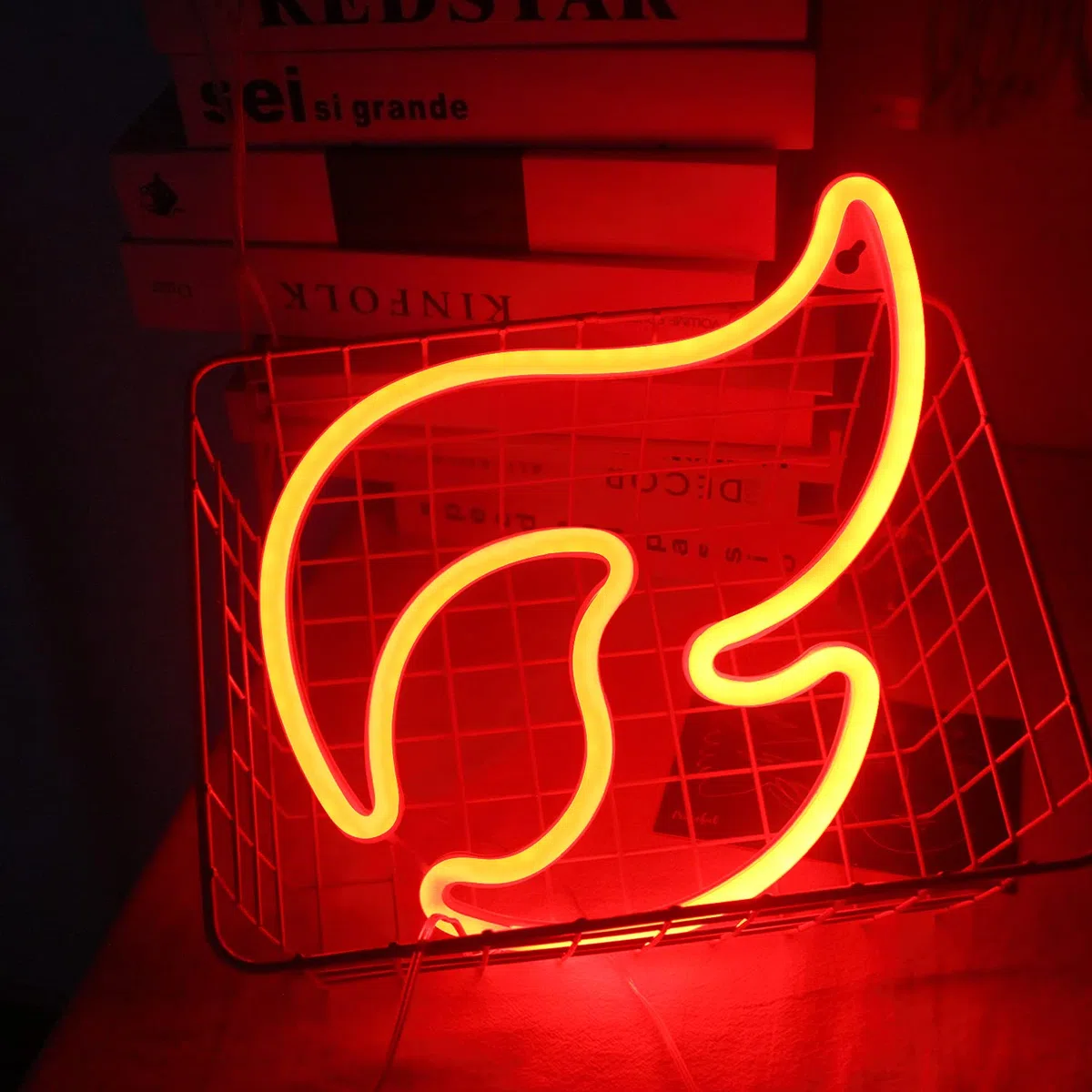 Ineonlife Insegne al Neon a Fiamma per Parete Luci al Neon Rosso Insegna a LED Accendi Fuoco Luce Notturna al Neon per Camera da Letto Bar Ristorante Negozio Decorazioni per La Casa