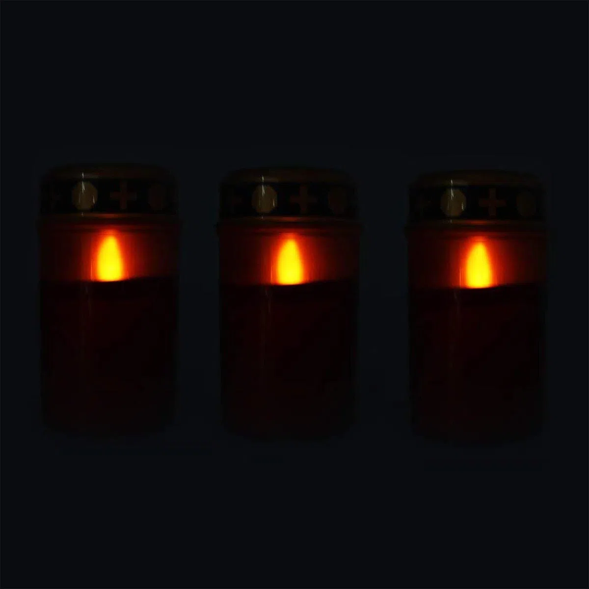 6 pz Lumino Votivo funebre a LED, effetto fiamma colore Rosso, con effetto tremolante, resistente alle intemperie, candela votiva, luce di cimitero, candela elettrica incluse 2 batterie stilo