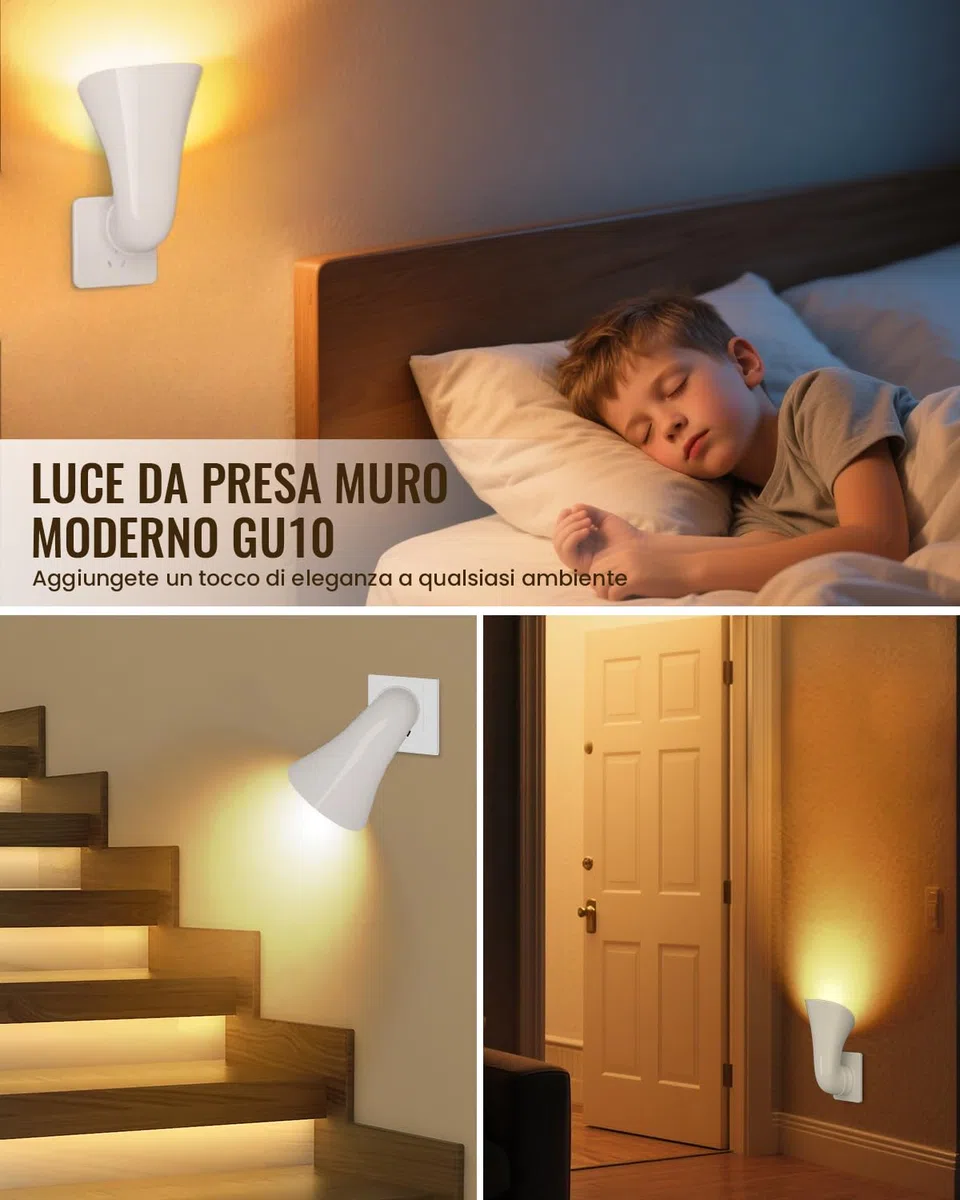 Plug in Wall Light GU10 Faretto Applique Plug in Uplighters Lampade da Parete Interne per Soggiorno Ingresso Camera da letto (Lampadina non Inclusa)