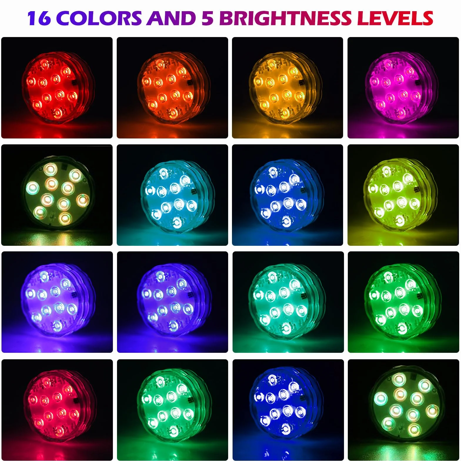 4 Pcs Luci LED RGB Impermeabili IP68 per Piscina, Acquario, Base Vaso e Vasca Idromassaggio - Palle Luminose Subacquee per Decorazione