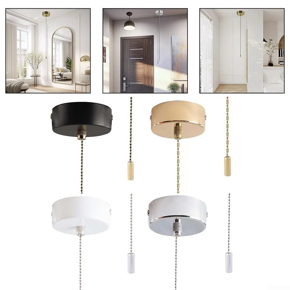 Interruttore a corda per la luce, interruttore per il soffitto del bagno, con catena estesa da 150 cm, per bagno (oro)