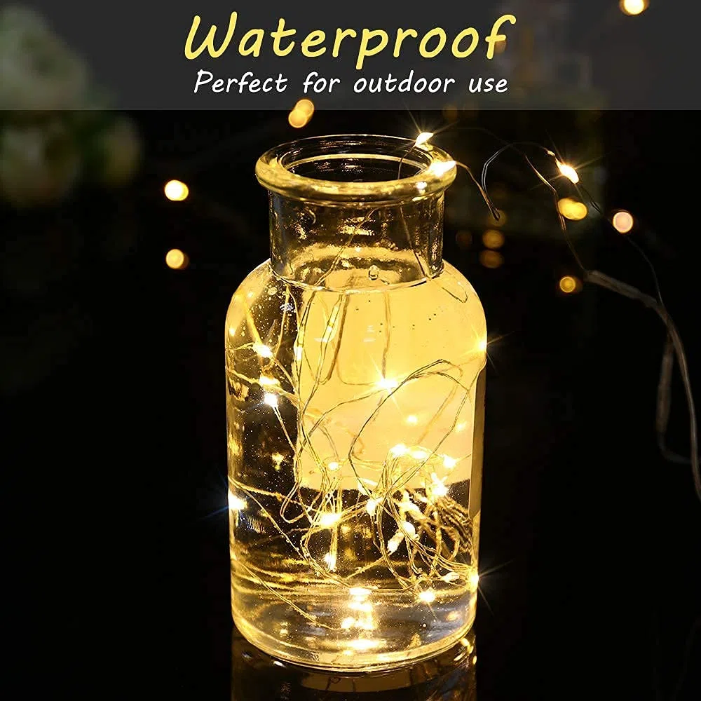 Stringa Luci LED a Batteria, 15 Pezzi Impermeabile 20 LED 2M Mini Lampada a Fili di Rame Bianco Caldo per Interni ed Esterni, Natalizi, Matrimoni, Feste di Compleanno, Decorazione da Giardino