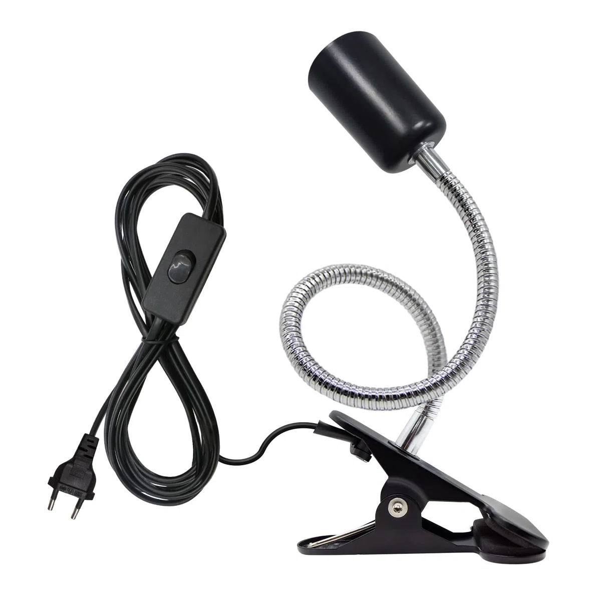 Portalampada E27 con Pinza Regolabile Lampada a Collo di Cigno Clip Portalampada E27 Clip con 220cm Cavo Lungo e EU Plug Lampada da Piante Con Interruttore per Lampada da Tavolo a LED