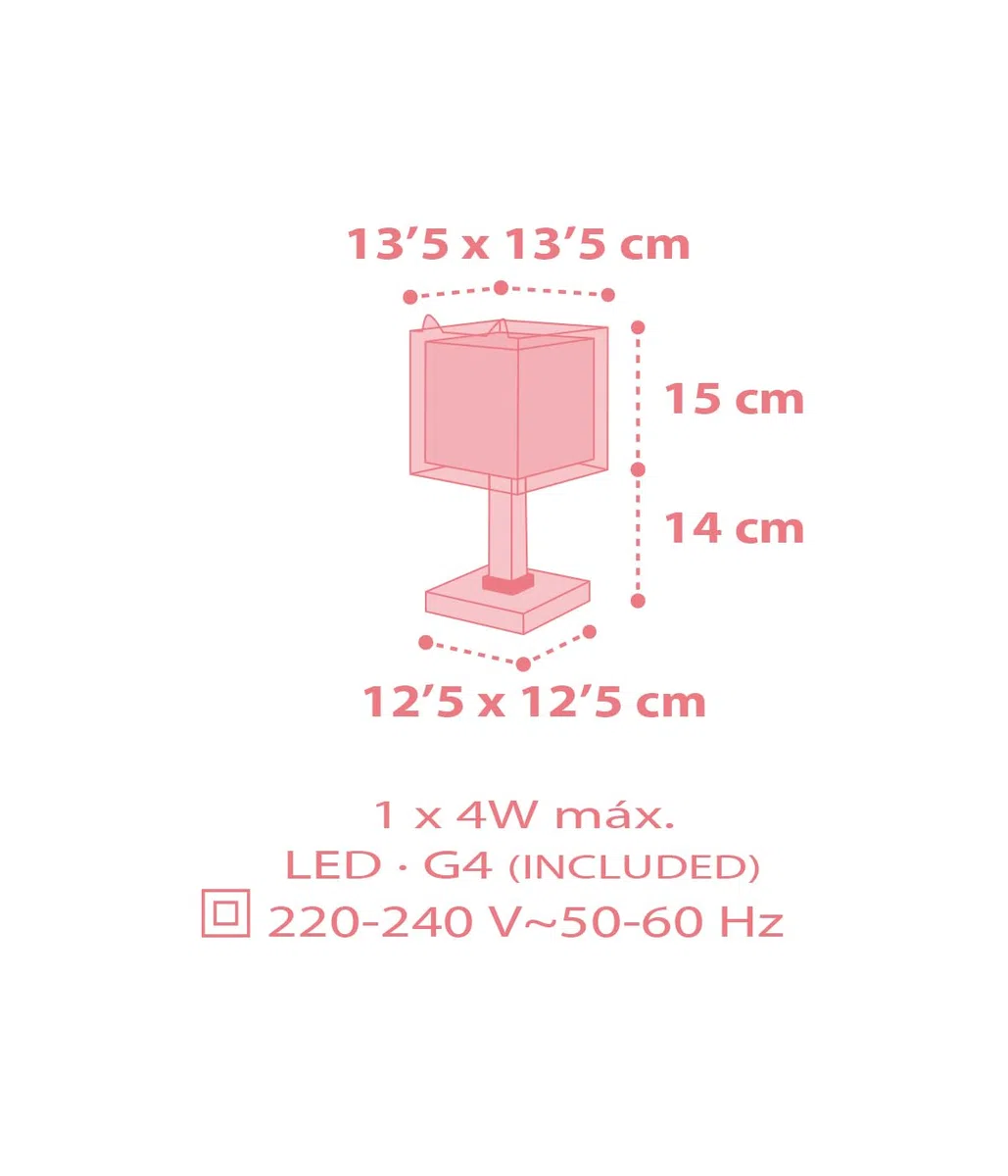 Dalber Lampada da tavolo o comodino per bambini Little Pink Owl Piccolo Gufo, 64481N, G4-4W LED - Lampadina inclusa