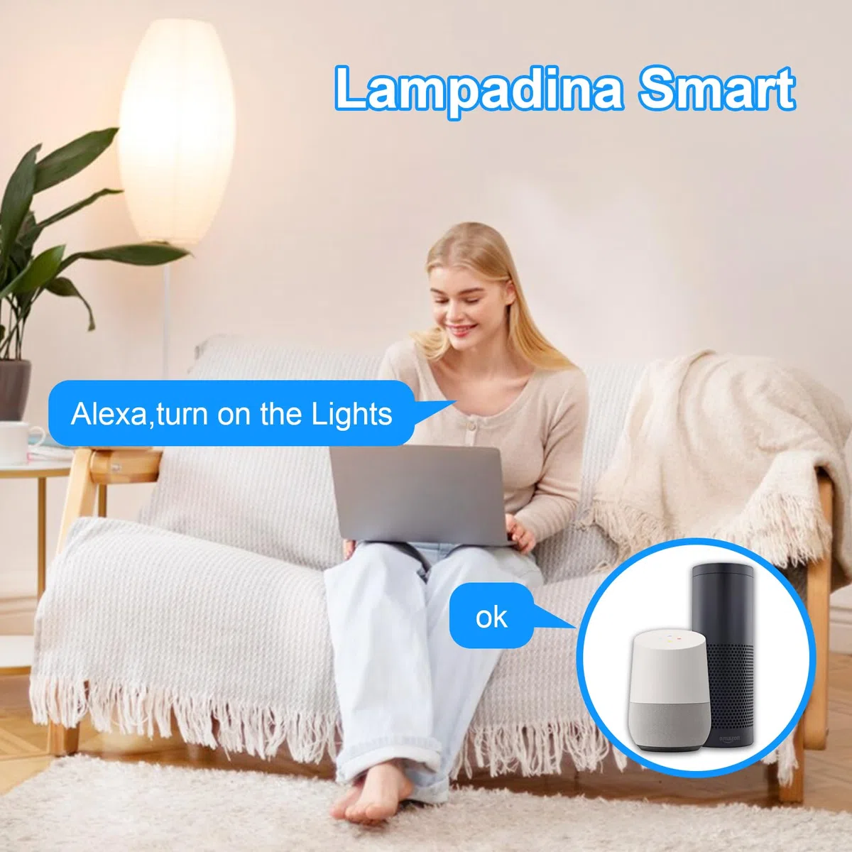 Lampadina Wifi Smart LED E27, 9W 1000lm Lampadina Alexa Dimmerabile, Multicolore 2700k-6500k, Compatibile con Alexa e Google Home, Smart Life/Tuya APP Controllo, 2Pz