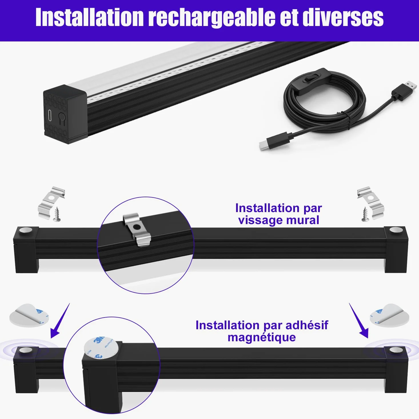 Luce Nera UV 10W - Striscia LED da 31 cm, Lampada a Luce Nera per Discoteca, Festa Luminosa, Decorazione di Halloween, Illuminazione Scenica - Confezione da 2