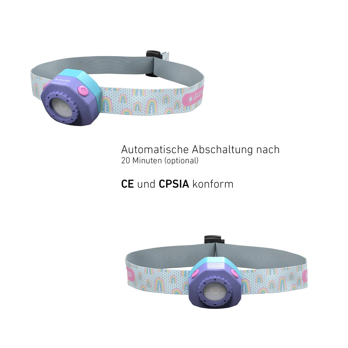 Ledlenser KIDLED4R - Lampada frontale ricaricabile per bambini, LED 3 colori, verde dinosauro, leggera, funzione di spegnimento automatico, clip per zaino- Per leggere, campeggiare, regalo per bambini