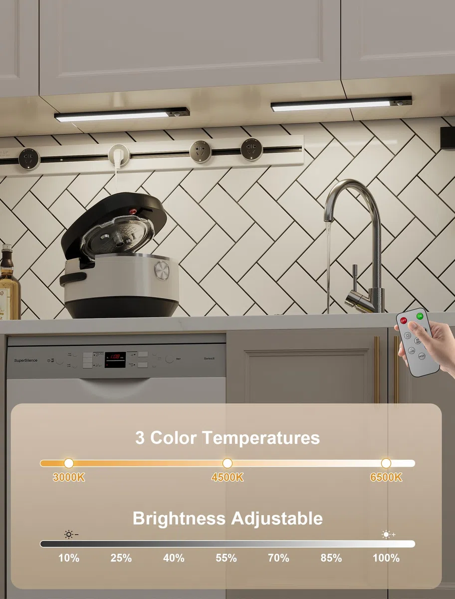 2 Pack Led Sottopensile Cucina Senza Fili,30cm Dimmerabile Magnetica Ricaricabile Luce Armadio Led con Sensore&Telecomando,Lampada per Cucina Scale Soggiorno Bagno Camere da Letto