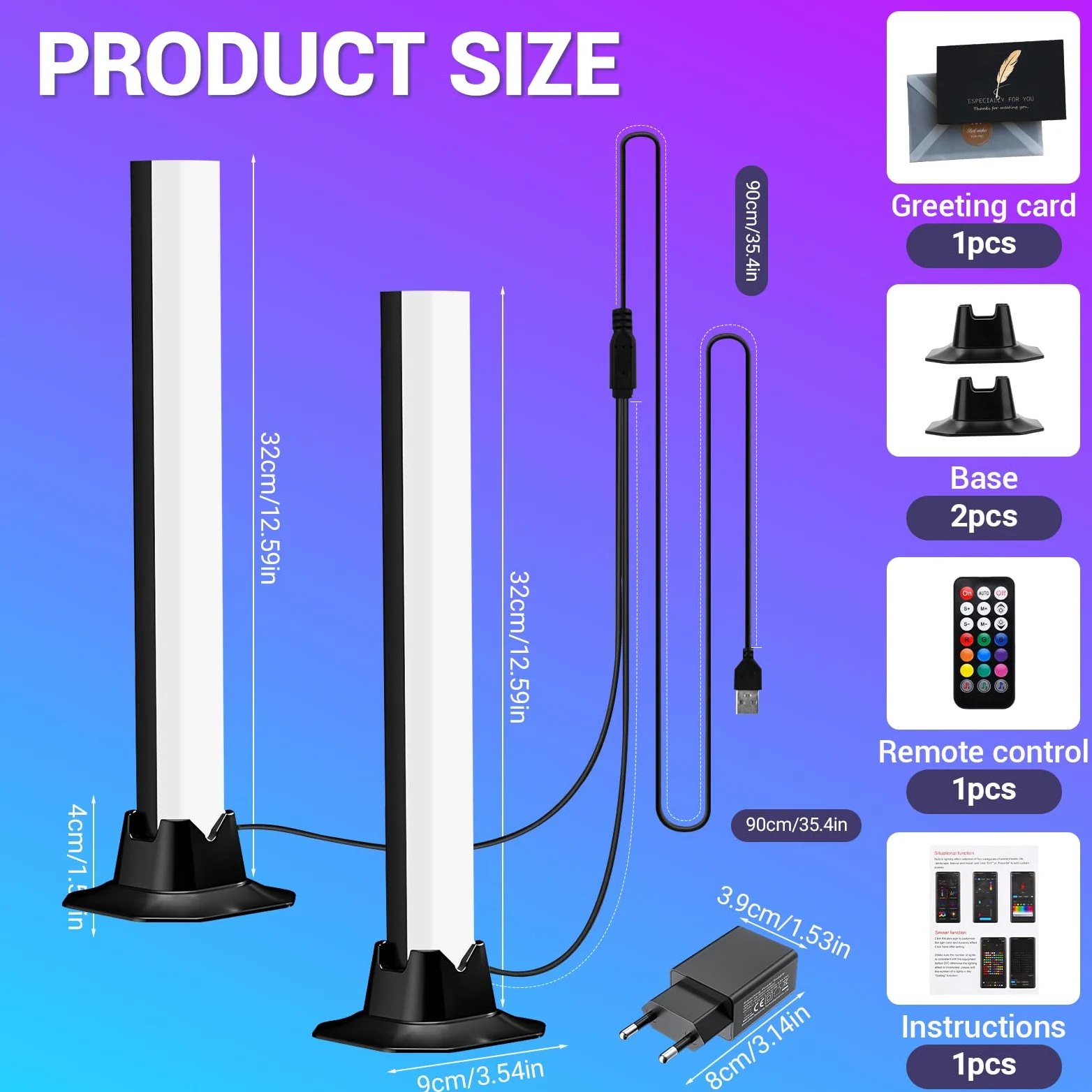 UCAMP Barra LED RGB Intelligente, 2 Pezzi 32cm, Retroilluminazione Gaming per TV e PC con Sincronizzazione Musicale, APP e Telecomando, per Monitor e Scrivania, Include Alimentatore