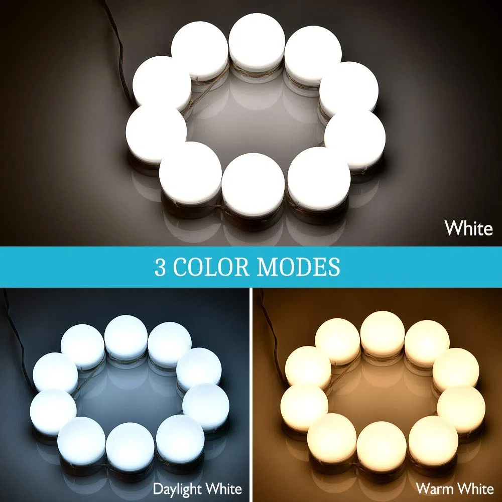 Luci Da Specchio, Kit Luci per Specchio Stile Hollywood per Trucco 10 Lampadine LED Dimmerabili Lampada da Specchio Cosmetico Lampada da Bagno, LED Luce Dello Specchio Con spina