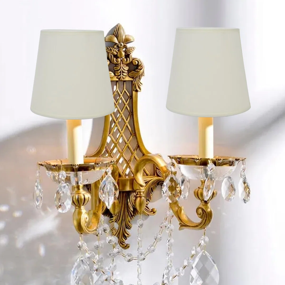 BestAlice 2 Pz Piccolo Paralume Lampada, Paralume in Tessuto Paralume Lampadario, Clip su Paralume per Interni Paralume in Tessuto Stile Europeo per Lampadario E14 Lampada da Tavolo Lampada da