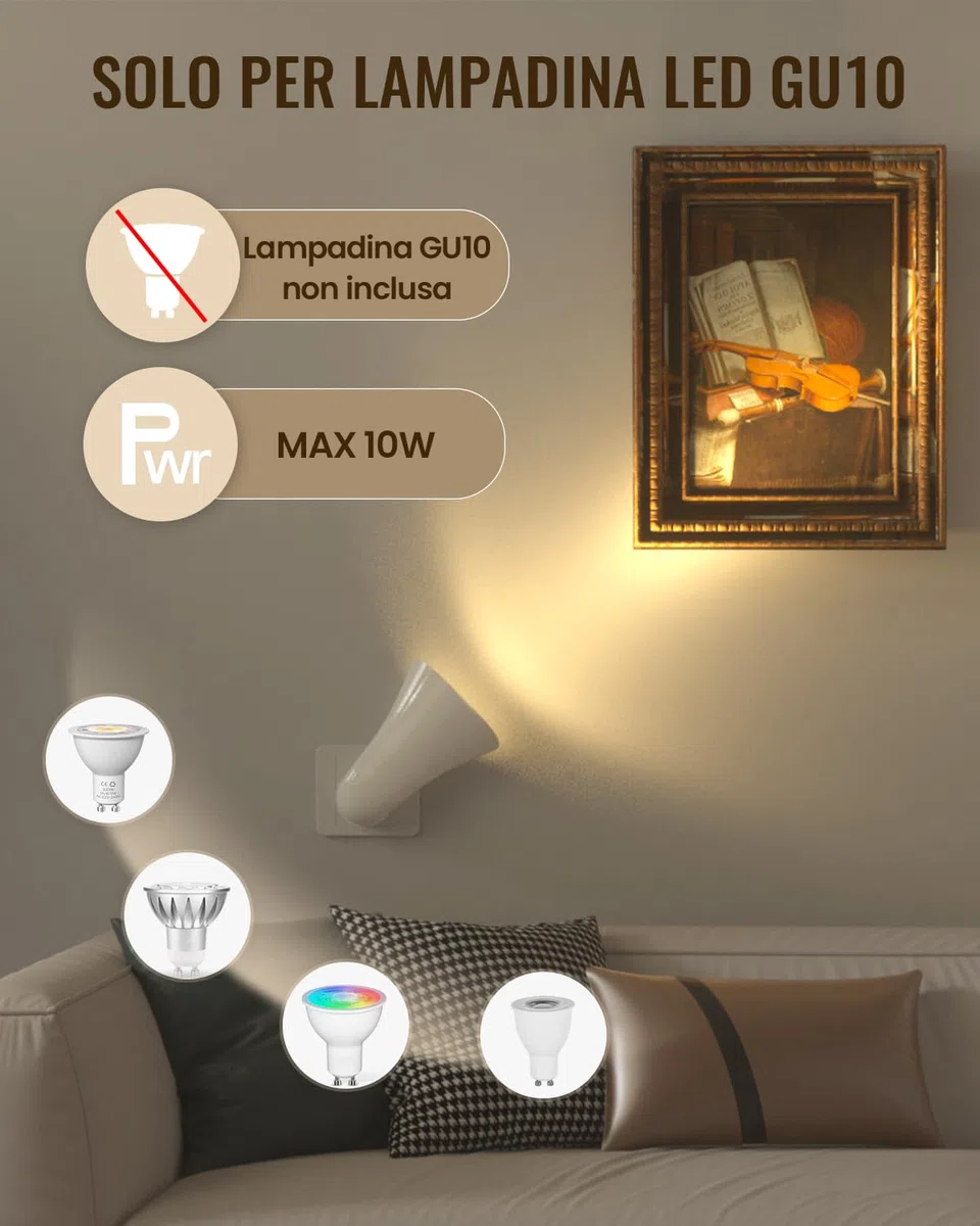 Plug in Wall Light GU10 Faretto Applique Plug in Uplighters Lampade da Parete Interne per Soggiorno Ingresso Camera da letto (Lampadina non Inclusa)