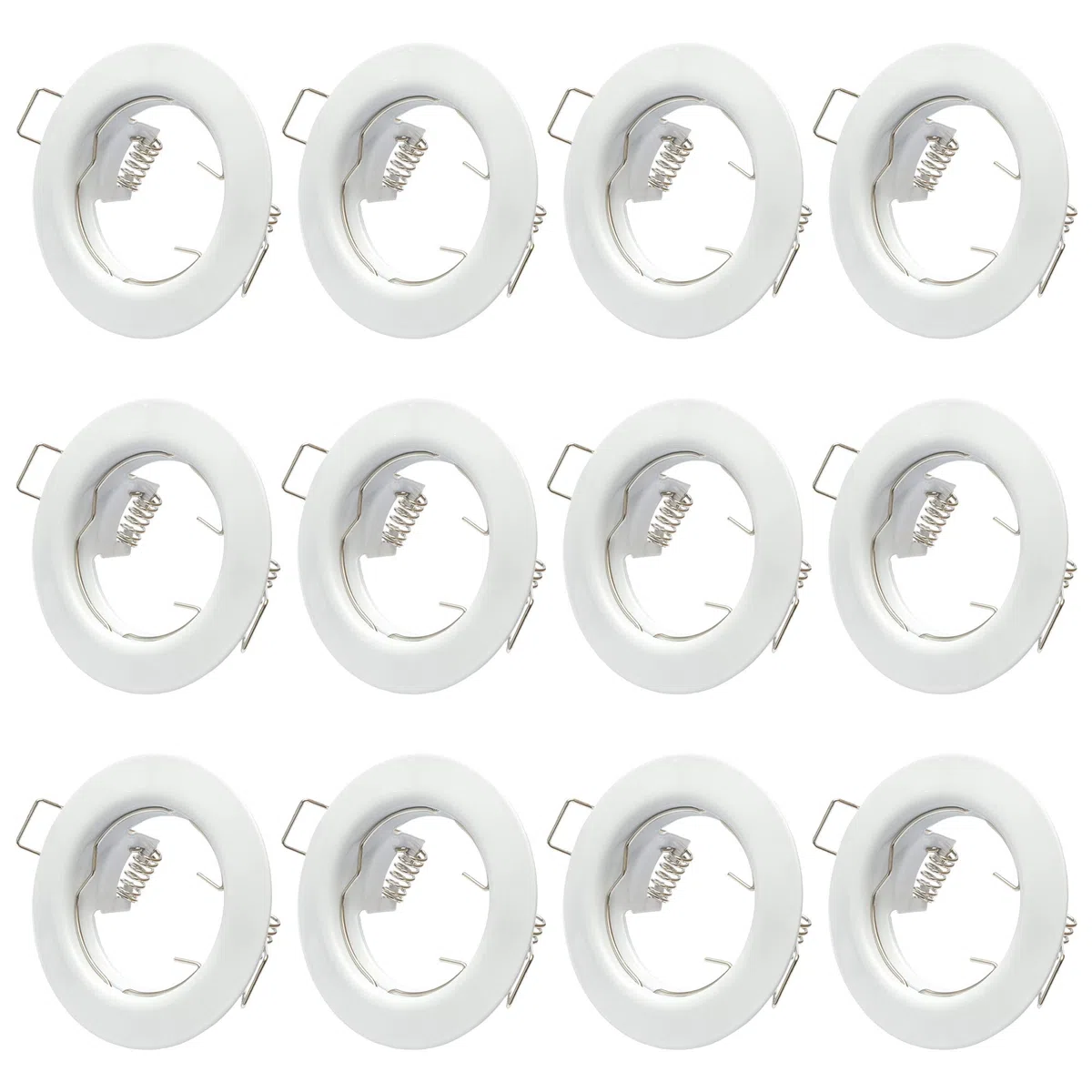 Lumi - Set di 12 cornici da incasso per faretto SD-863, bianche, con portalampada GU10