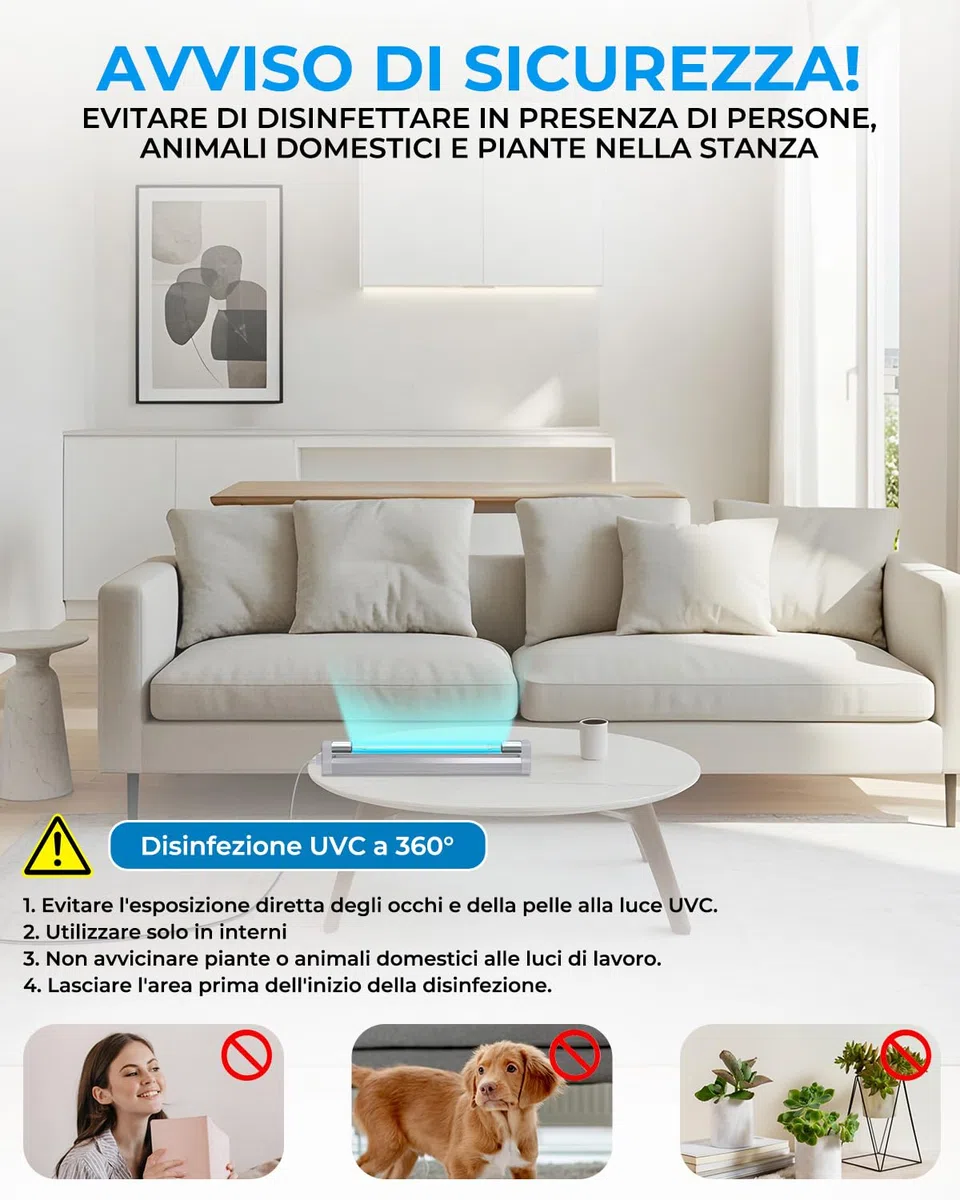6W Lampada UVC germicida con ozono Lampada Sanificante da 253,7 nm con cavo e spina, UV Lampada Germicida Raggi per Scarpe/Armadio/Mobile/Bagno, Aria Fresca