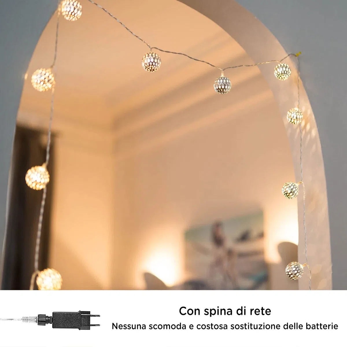 CozyHome Luci Led Marocchine - 7 metri & 20 LED in bianco caldo I Con spina I Per interni I Lucine Led Decorative Camera Da Letto Ghirlanda Luminosa Catena Luminosa Interno Luci Albero Filo Led Lights