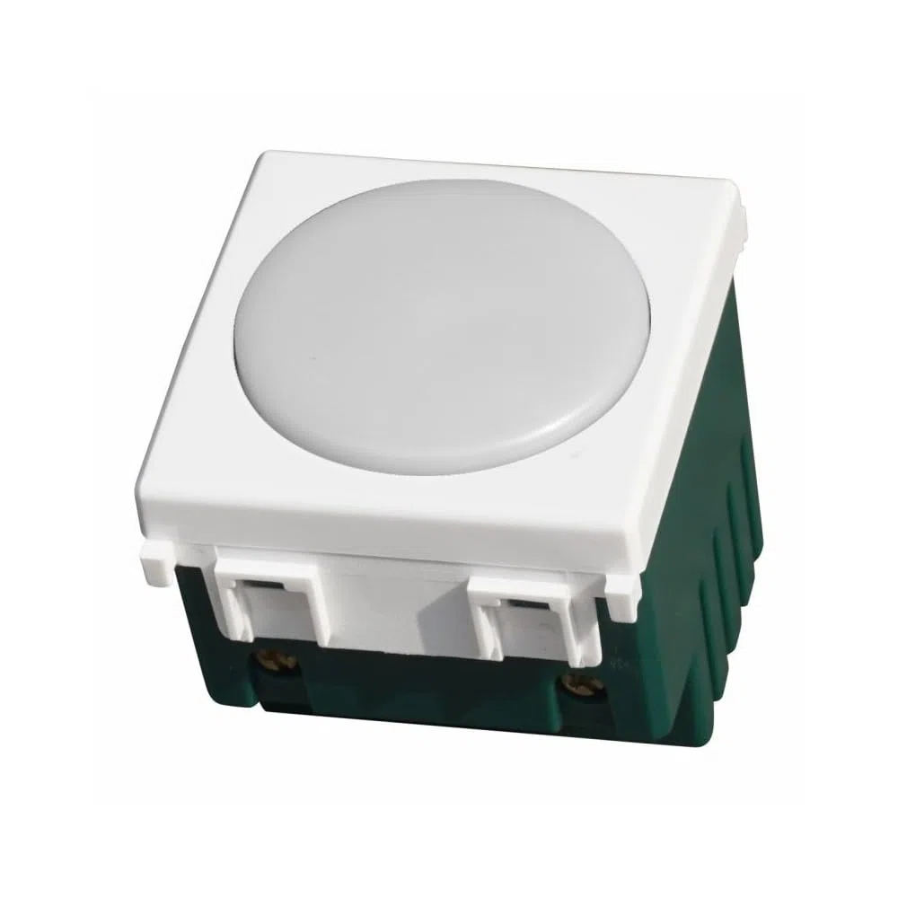 Lampada segnapasso LED da incasso 2 moduli con tasto click ON/OFF, luce bianca fredda 6000K, compatibile Vimar Plana, bianco