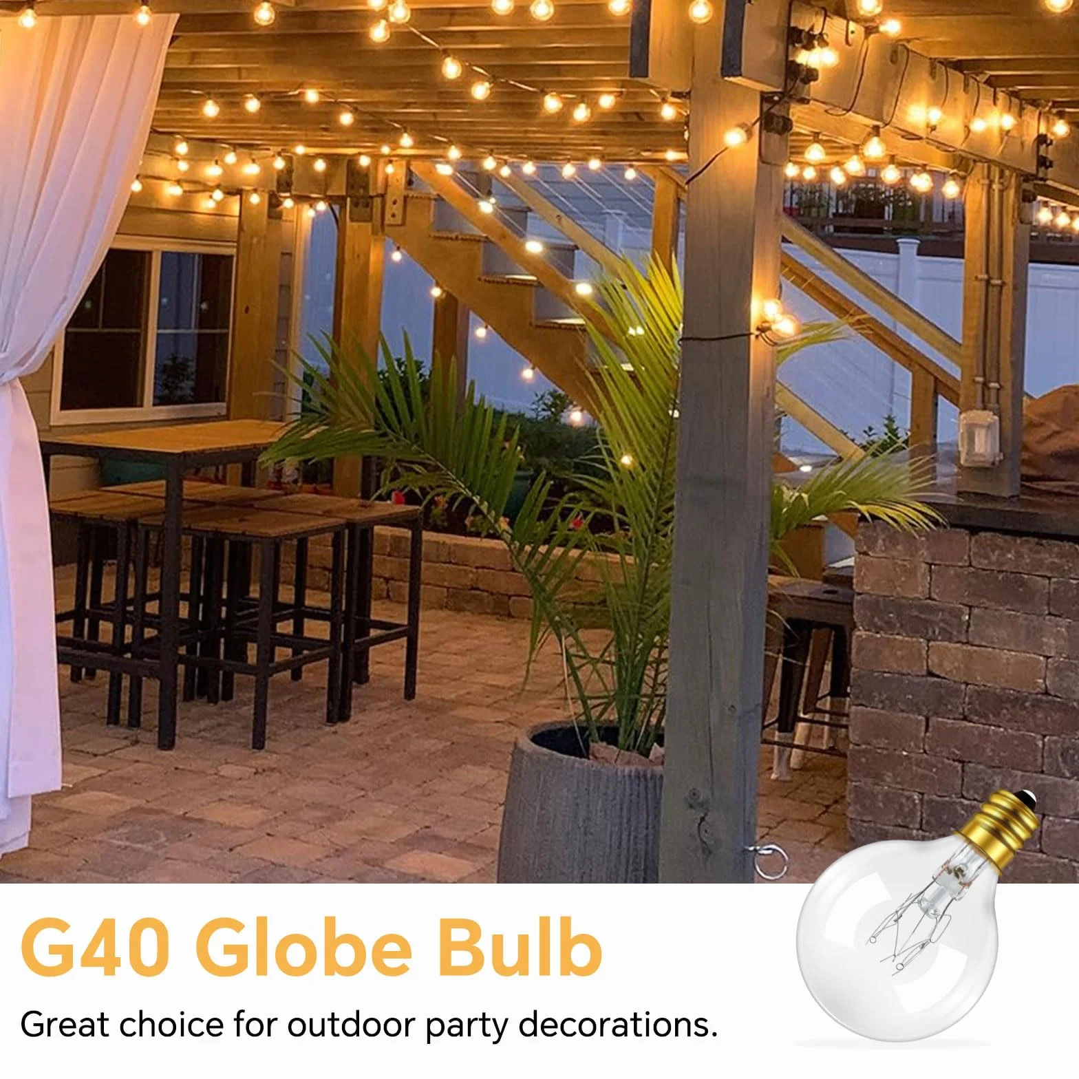 25 Pezzi E12 G40 Lampadina di Ricambio 7 Watt, Bianco Caldo 2200K, AC 220-240V, G40 Globo Ricambio Lampadine Catene Luminose, Decorazione Lampadina per Esterno Garden, Patio, Nuziale, Festa