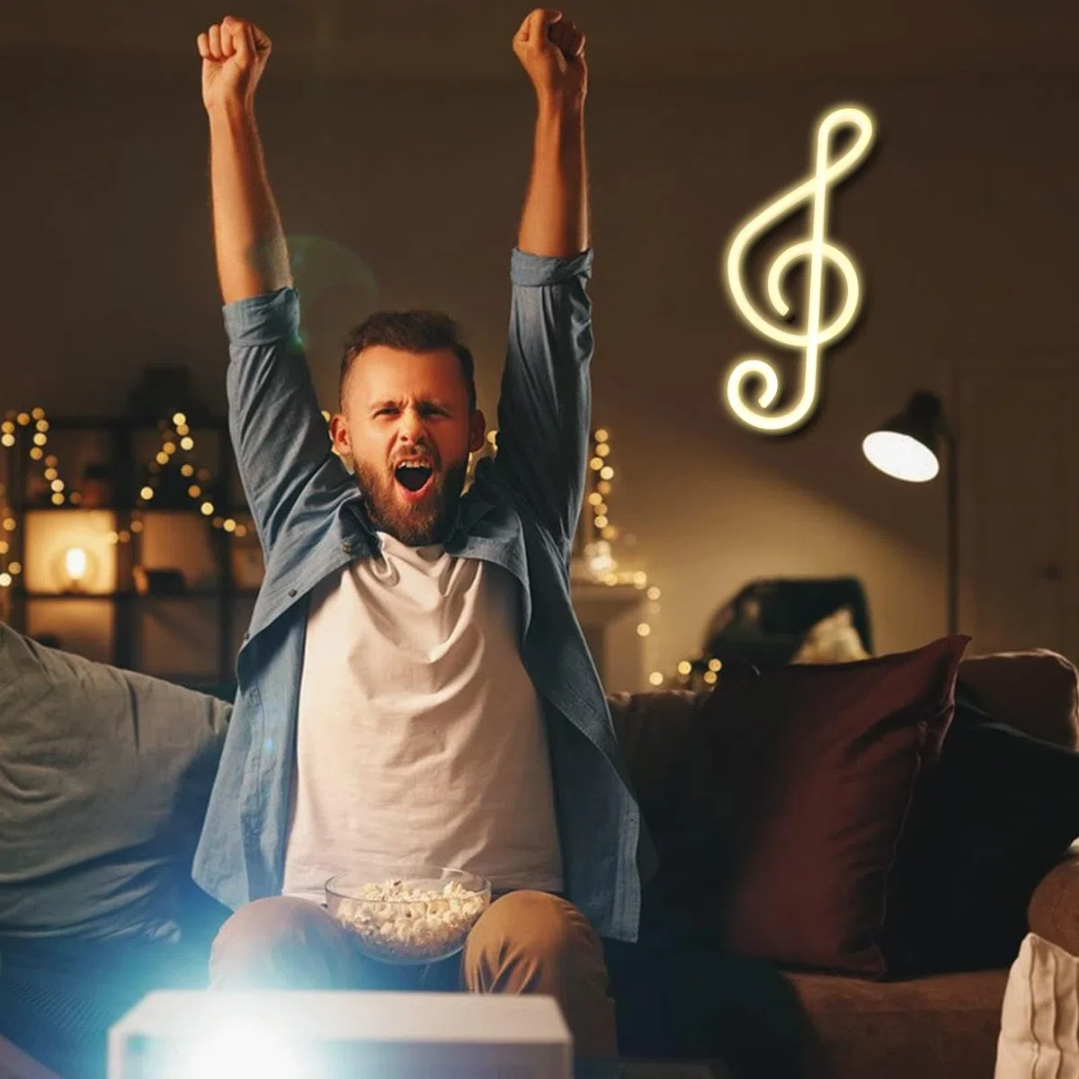 ENUOLI Lampada al neon a LED a forma di nota musicale a batterie/USB, lampada da parete al neon per la cameretta dei bambini, decorazione per bar, feste, Natale, matrimonio (bianco caldo)