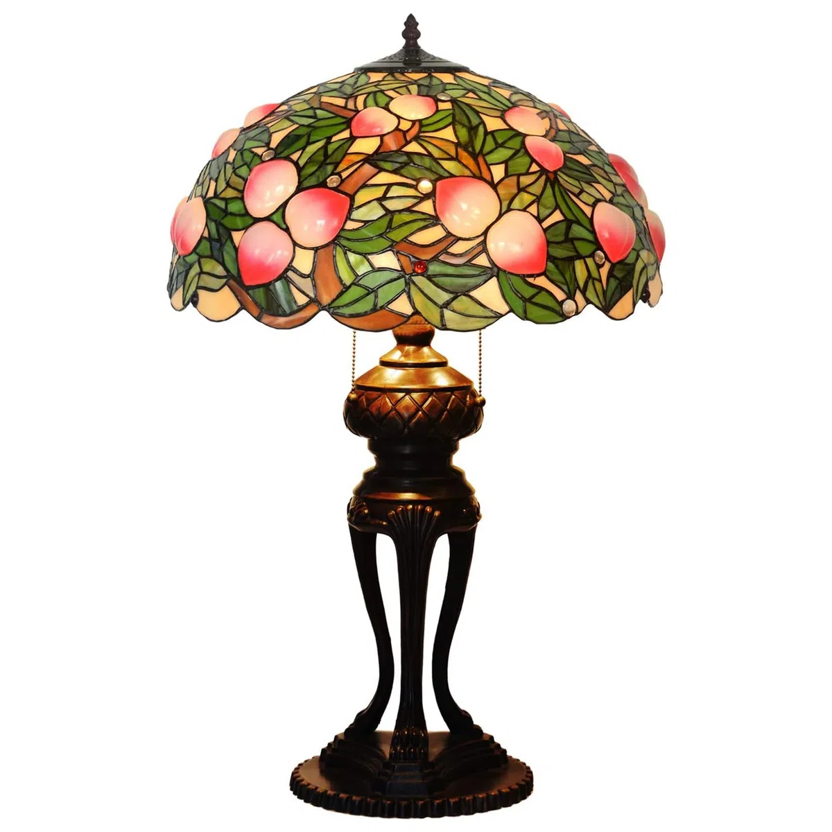 Lampada da tavolo in vetro colorato con rose, libellule, tulipani, glicini, uva, gigli, mele, loto, ideale per scrivania, lettura, camera da letto, comodino, studio, complemento d'arredo per ragazze | 1904591031