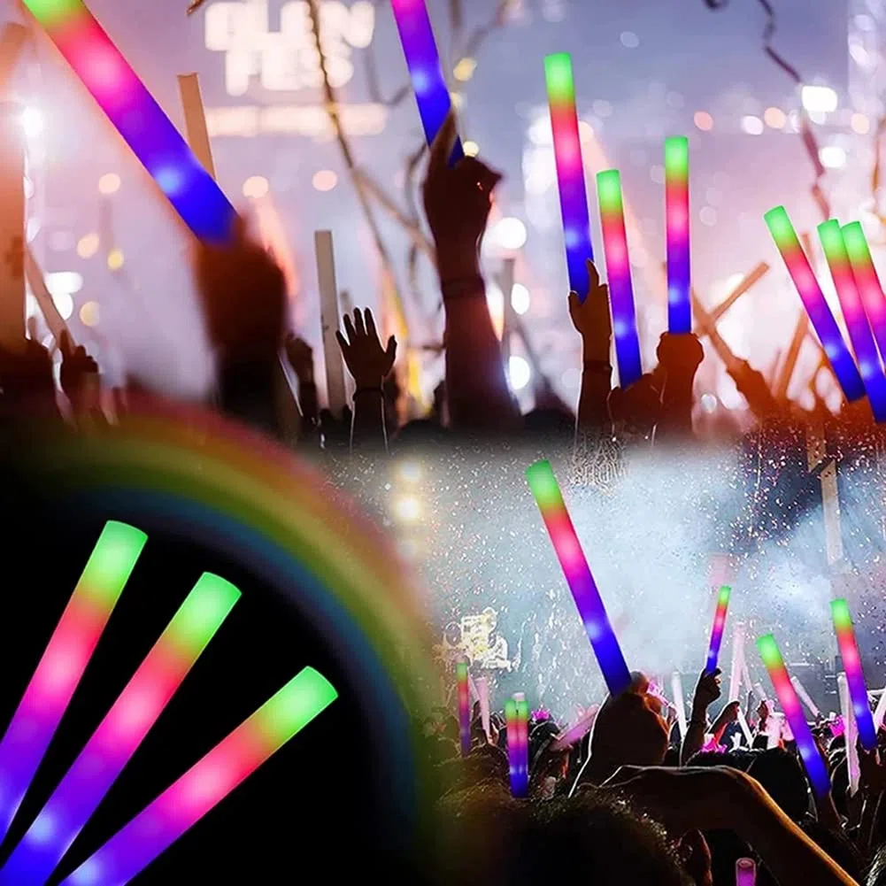 20 pezzi LED RGB LED Glow Foam Stick Cheer Tube Dark Light Birthday Supplies