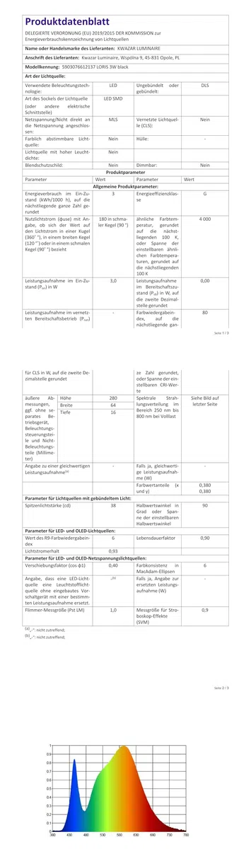 Kwazar Luminaire - Lampada da Parete con Interruttore da Lettura da Parete - Lampada a Collo di Cigno LED, 3W, Bianco Neutro 4000K, 180lm - Lampada per Camera da Letto, Soggiorno, Ufficio - LORIS Nero